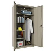 OfficeSource Steel Storage Cabinet Collection Combo Wardrobe - Putty