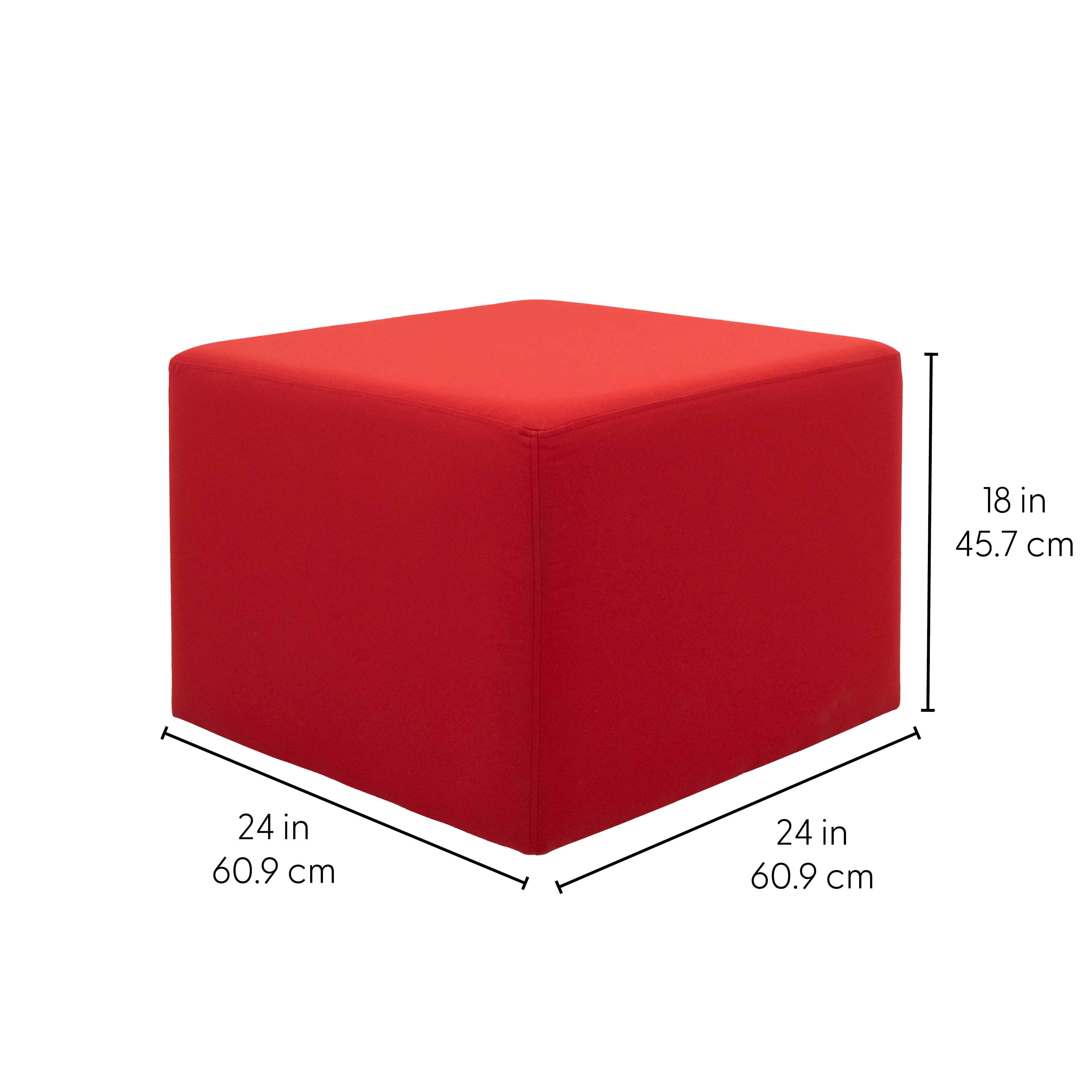 Outdoor 24" Square Ottoman with Sunbrella®, 18" H - Canvas Jockey Red