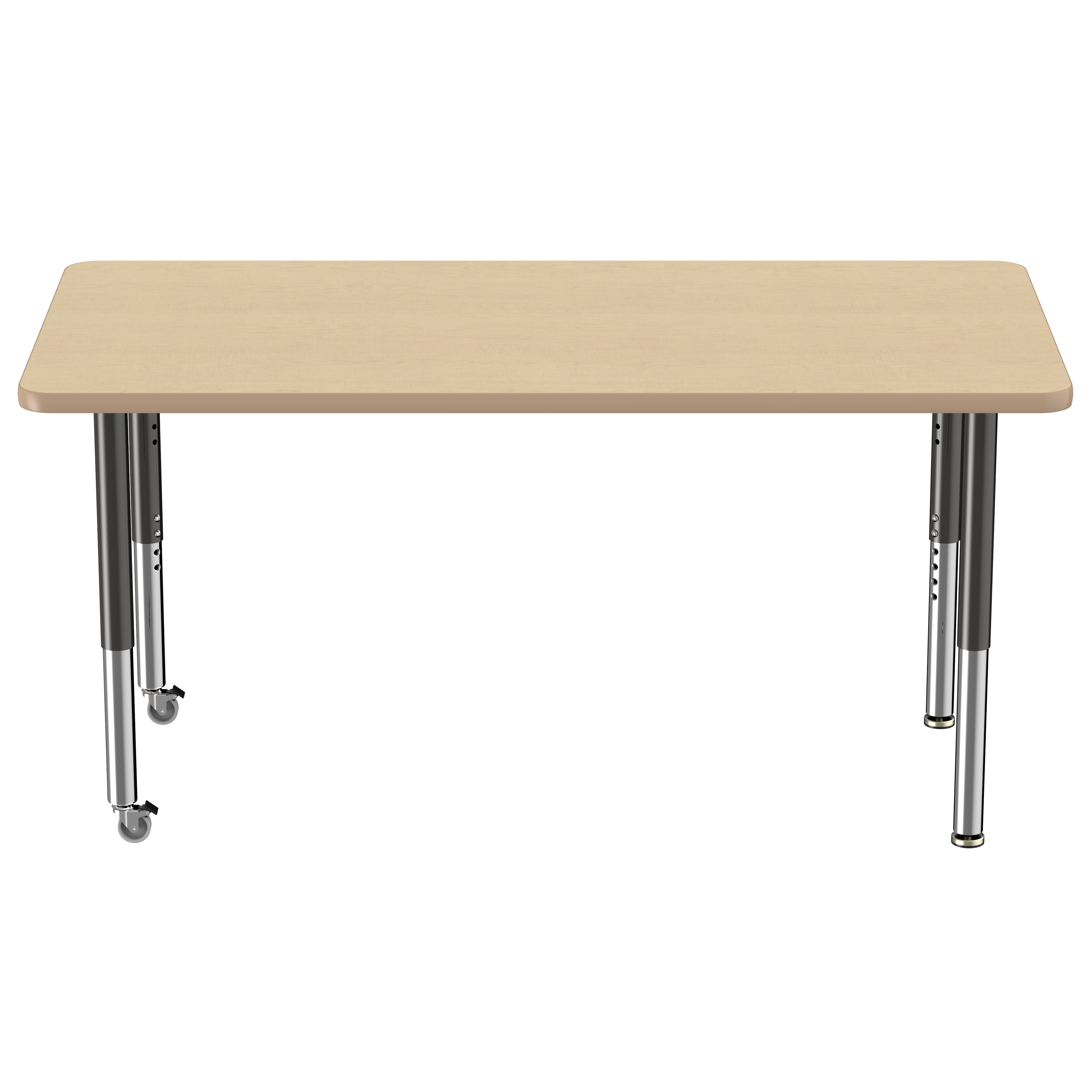 30" x 60" Rectangle T-Molding Activity Table with Adjustable Super Legs - Maple/Maple/Black