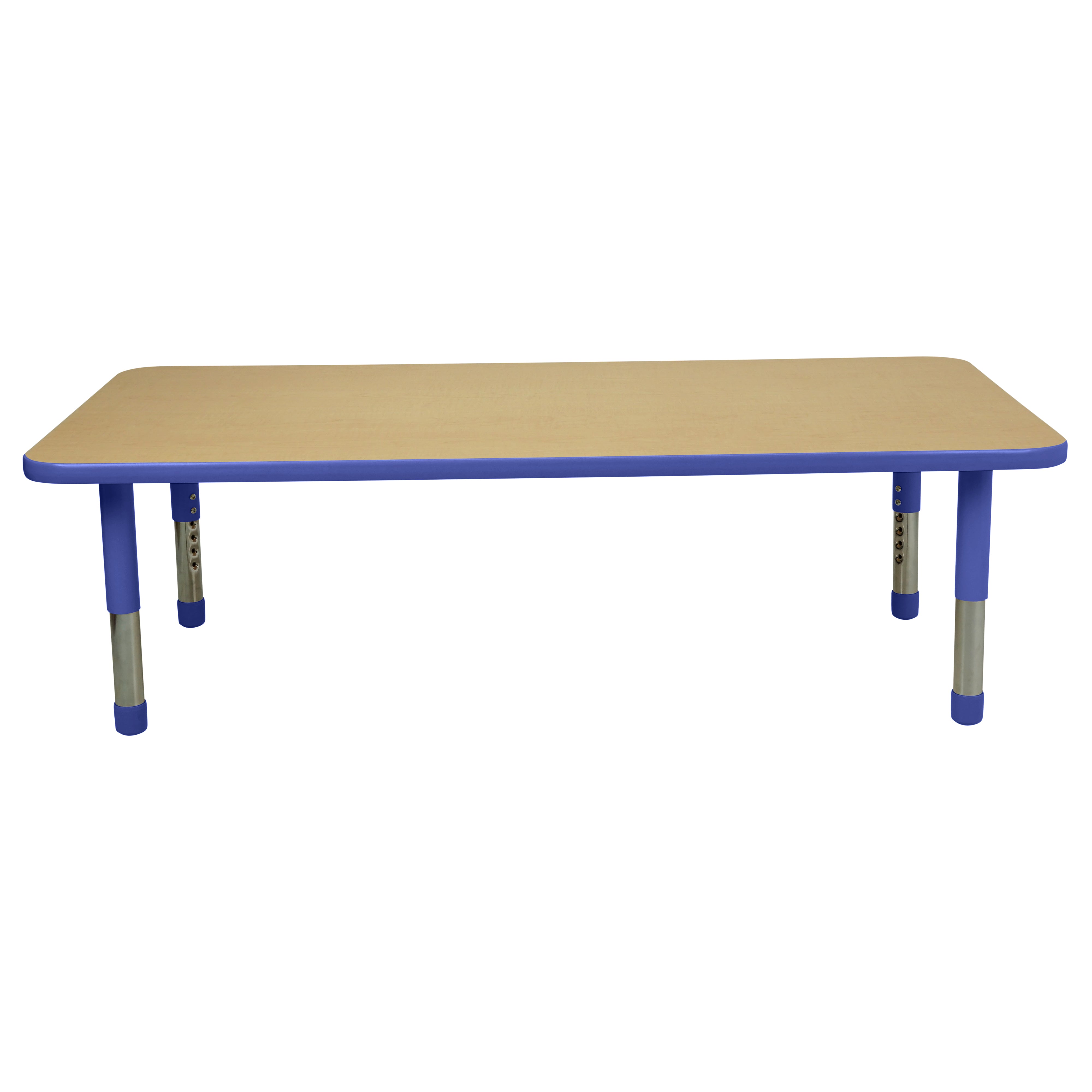 30" x 60" Rectangle T-Molding Activity Table with Adjustable Tiny Tot Legs - Maple/Blue