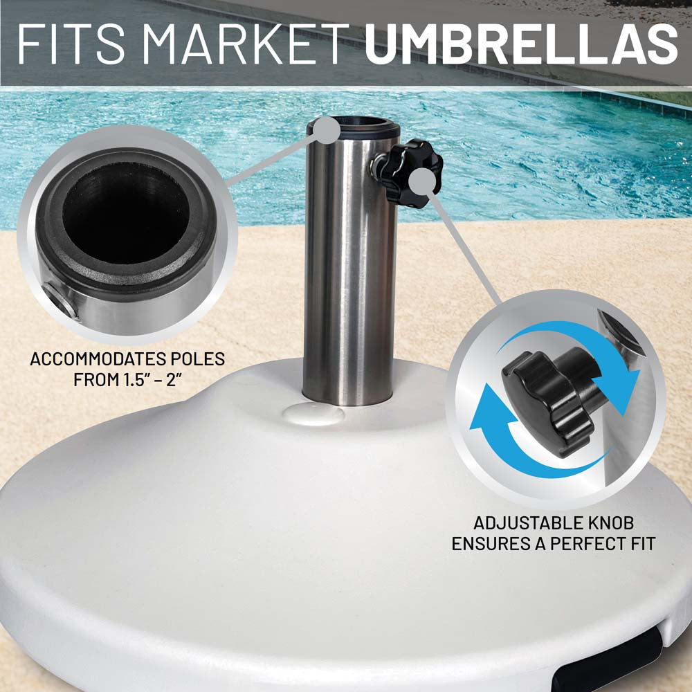 Fillable 50 lb Premium Umbrella Base with Stainless Stem (White)
