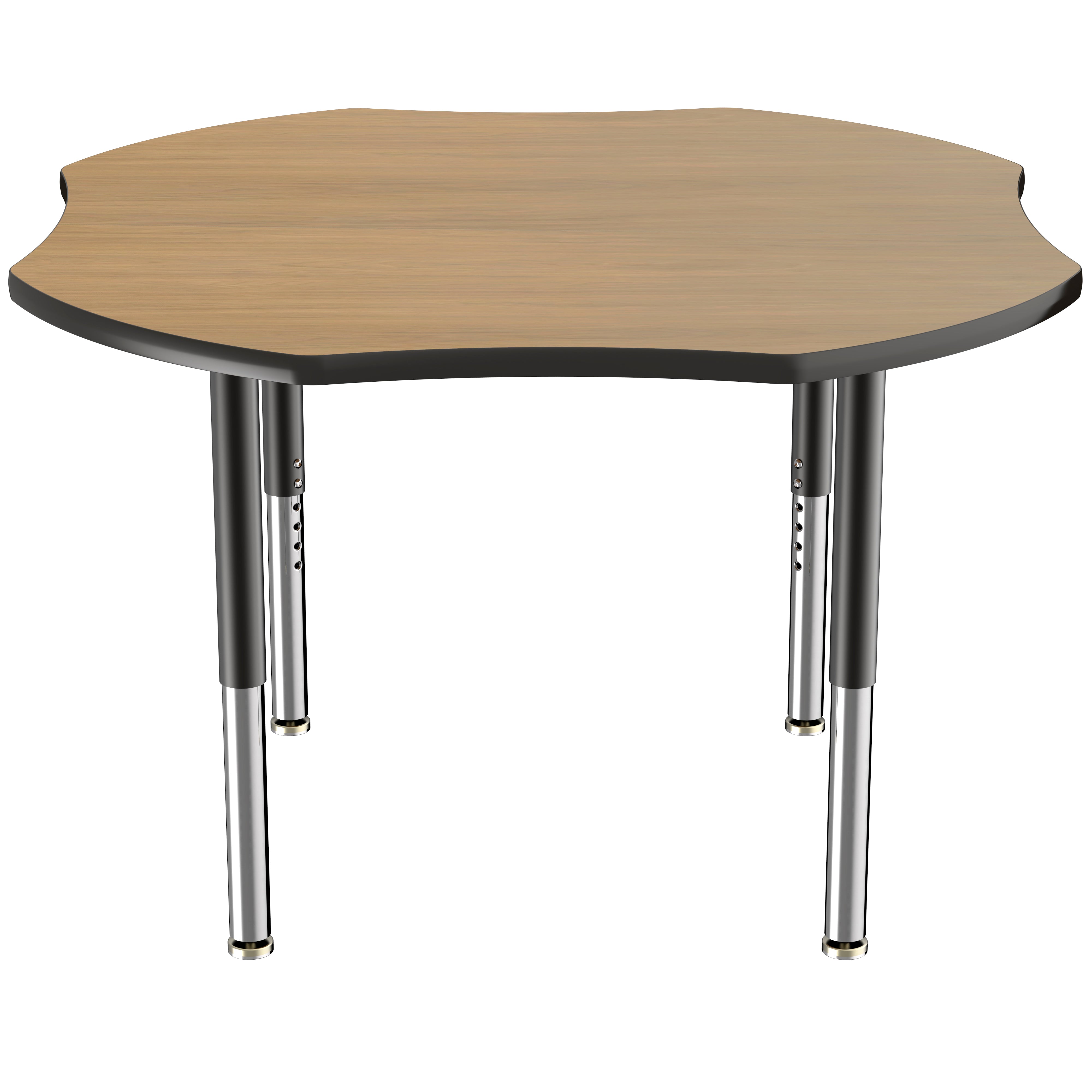 48" x 48" Clover T-Molding Activity Table with Adjustable Super Legs - Pasadena Oak/Black