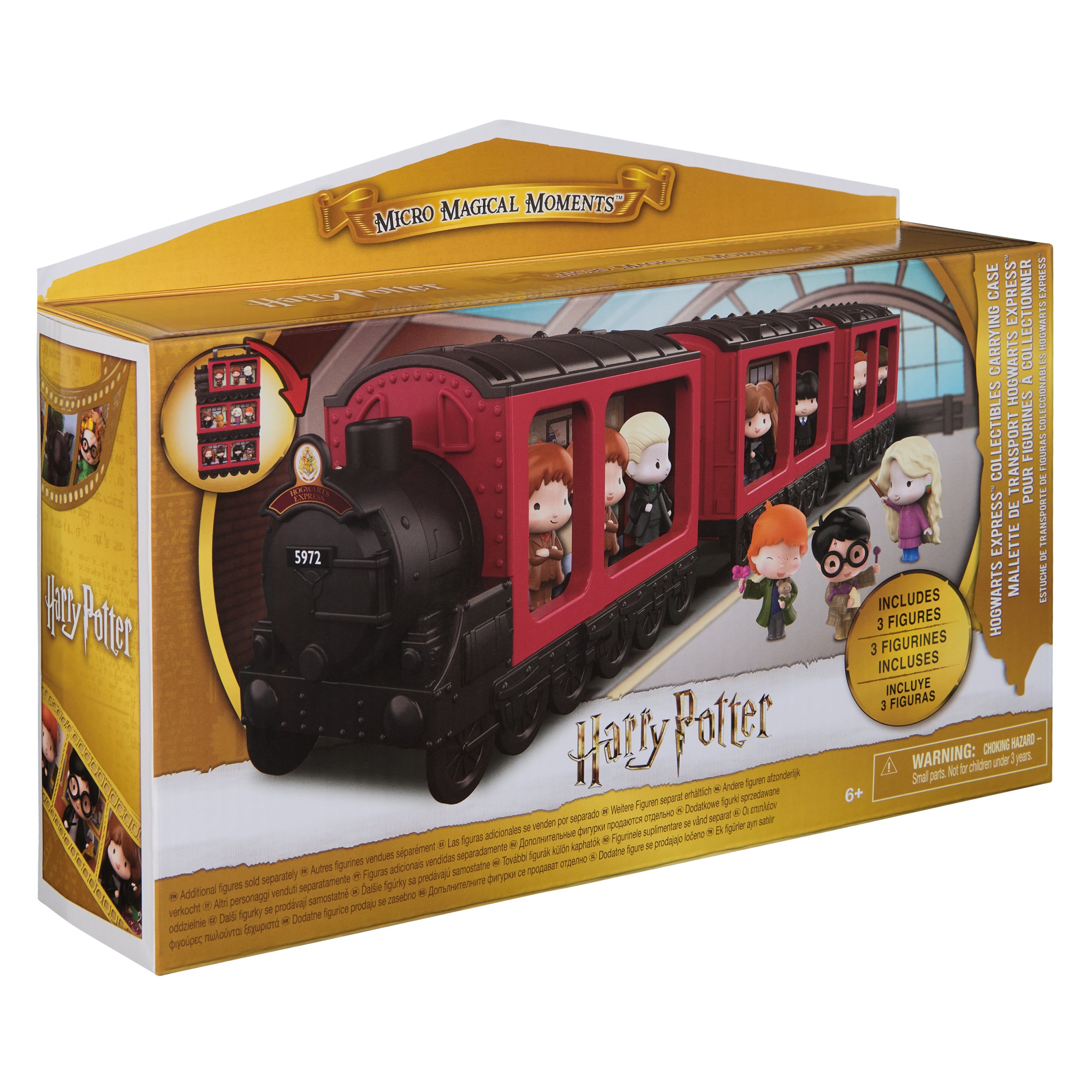 Wizarding World Harry Potter, Micro Magical Moments Hogwarts Express Collectibles Display & Carrying Case with 3 Figures, Kids Toys for Ages 6 and up