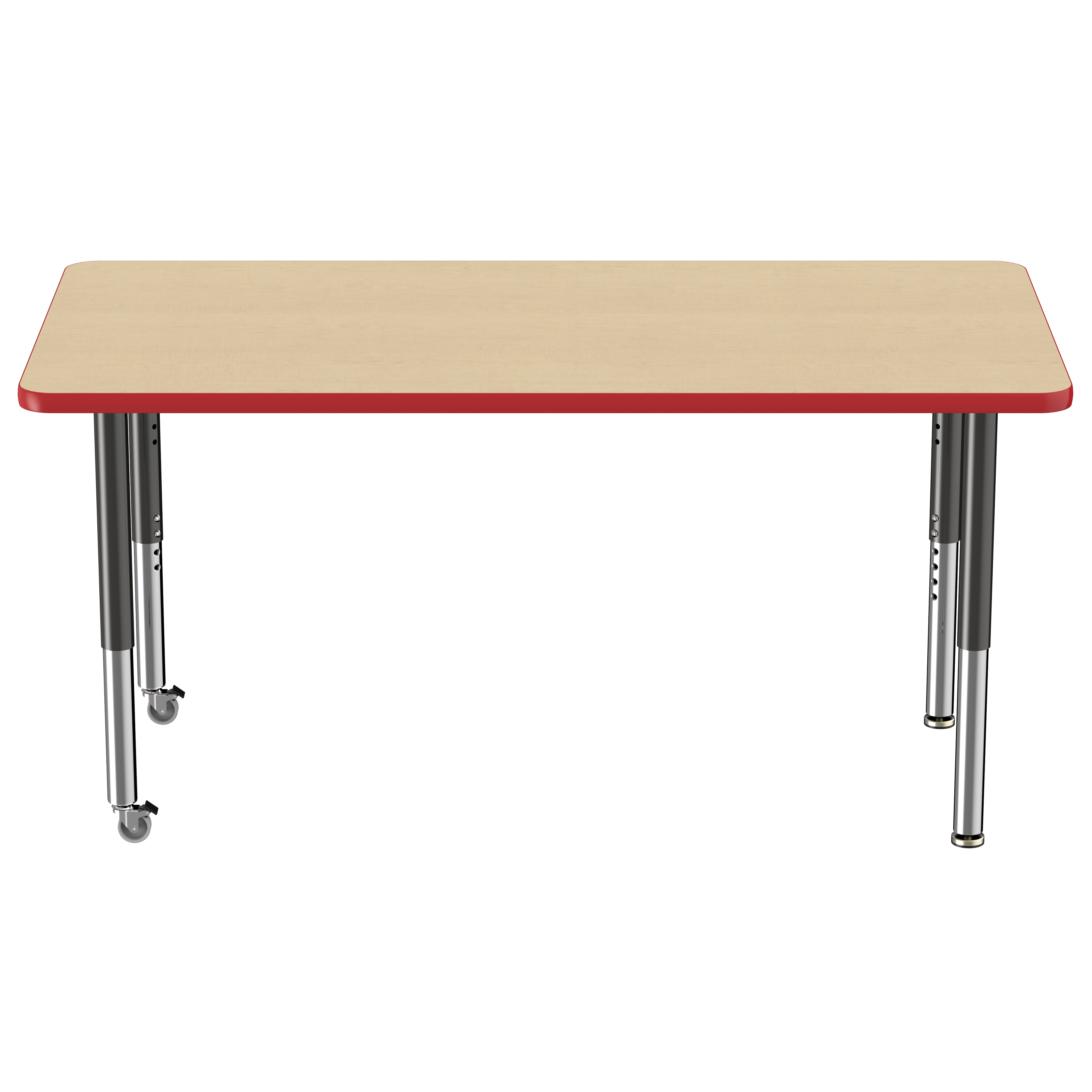 30" x 60" Rectangle T-Molding Activity Table with Adjustable Super Legs - Maple/Red/Black