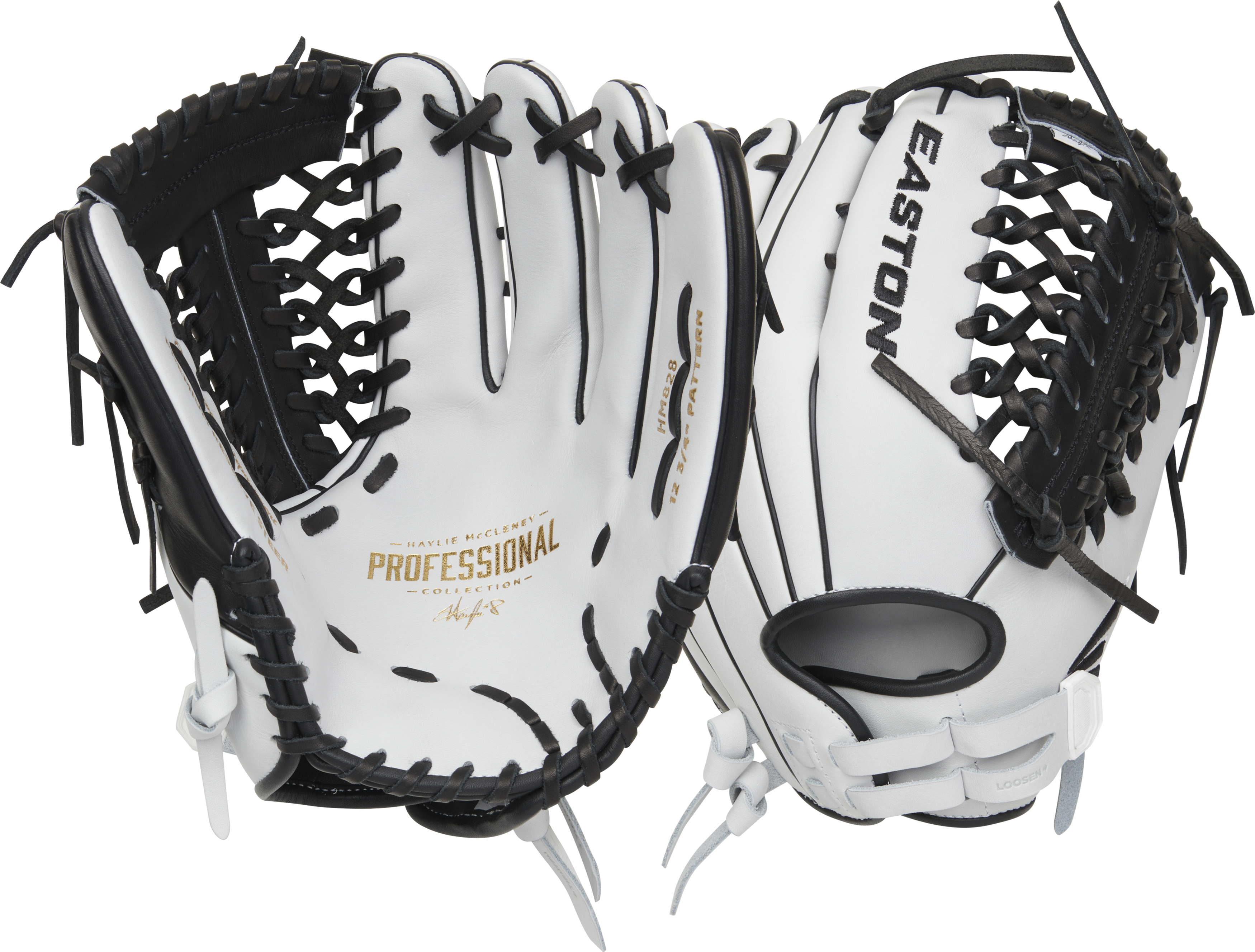 Easton Professional Collections Signature Series Haylie Mccleney 12.75-Inch Softball Glove - Right Hand Thrower - White/Black