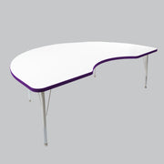 48" x 72" Kidney Thermofused Activity Table with Adjustable Standard Swivel Glide Legs - White/Eggplant/White