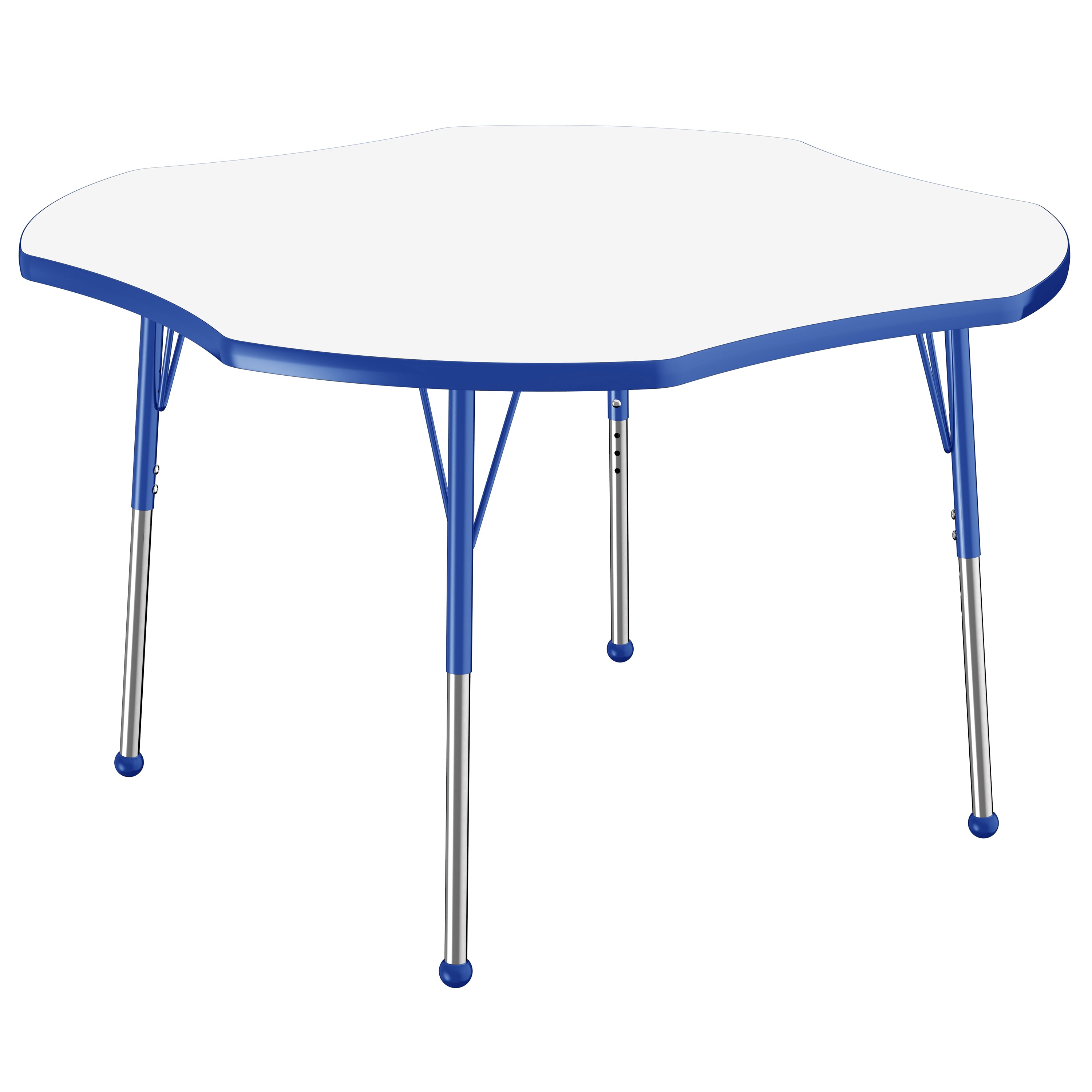 48" x 48" Clover Dry-Erase Activity Table with Adjustable Standard Ball Glide Legs - Whiteboard/Blue