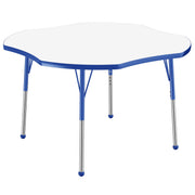 48" x 48" Clover Dry-Erase Activity Table with Adjustable Standard Ball Glide Legs - Whiteboard/Blue