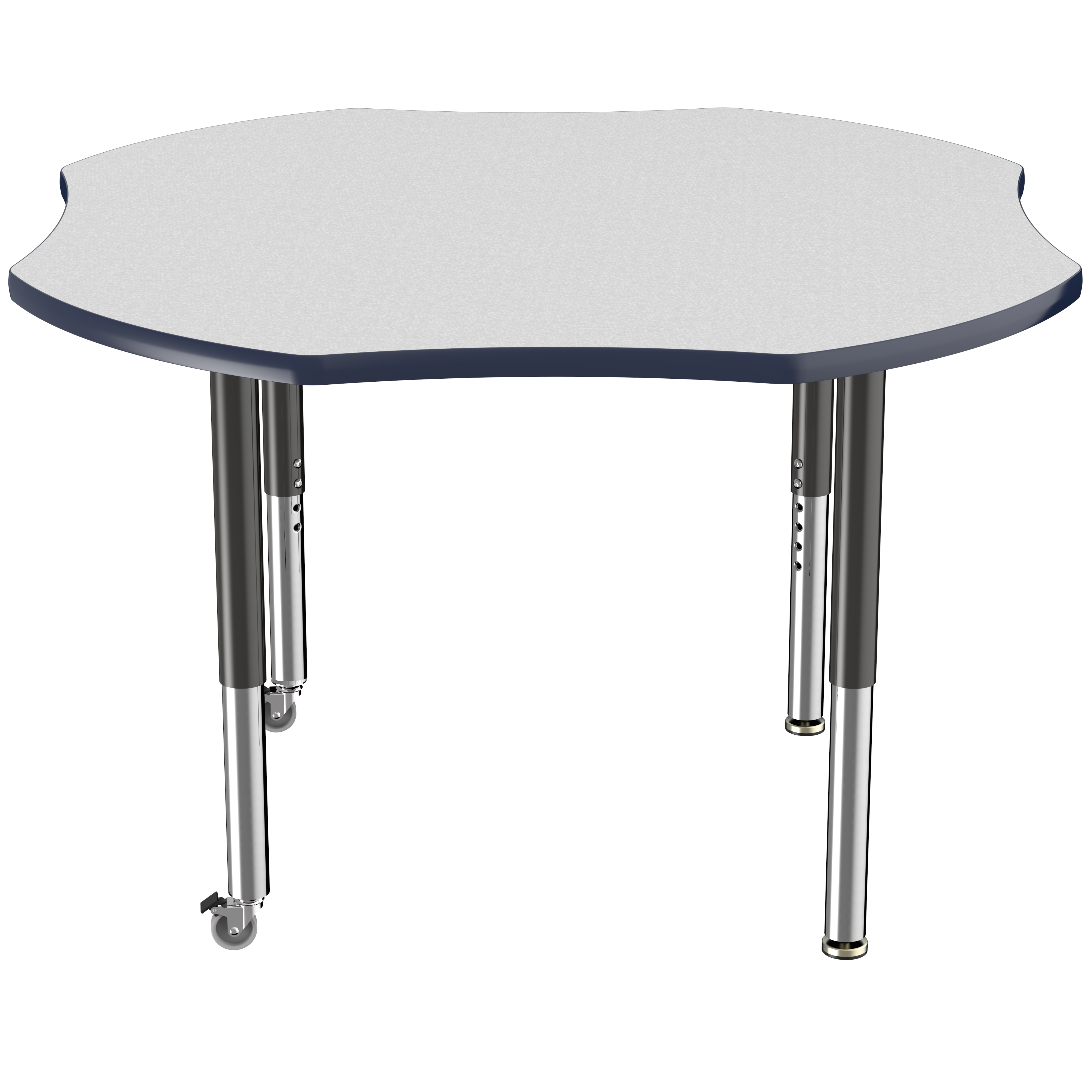 48" x 48" Clover T-Molding Activity Table with Adjustable Super Legs - Gray/Navy/Black