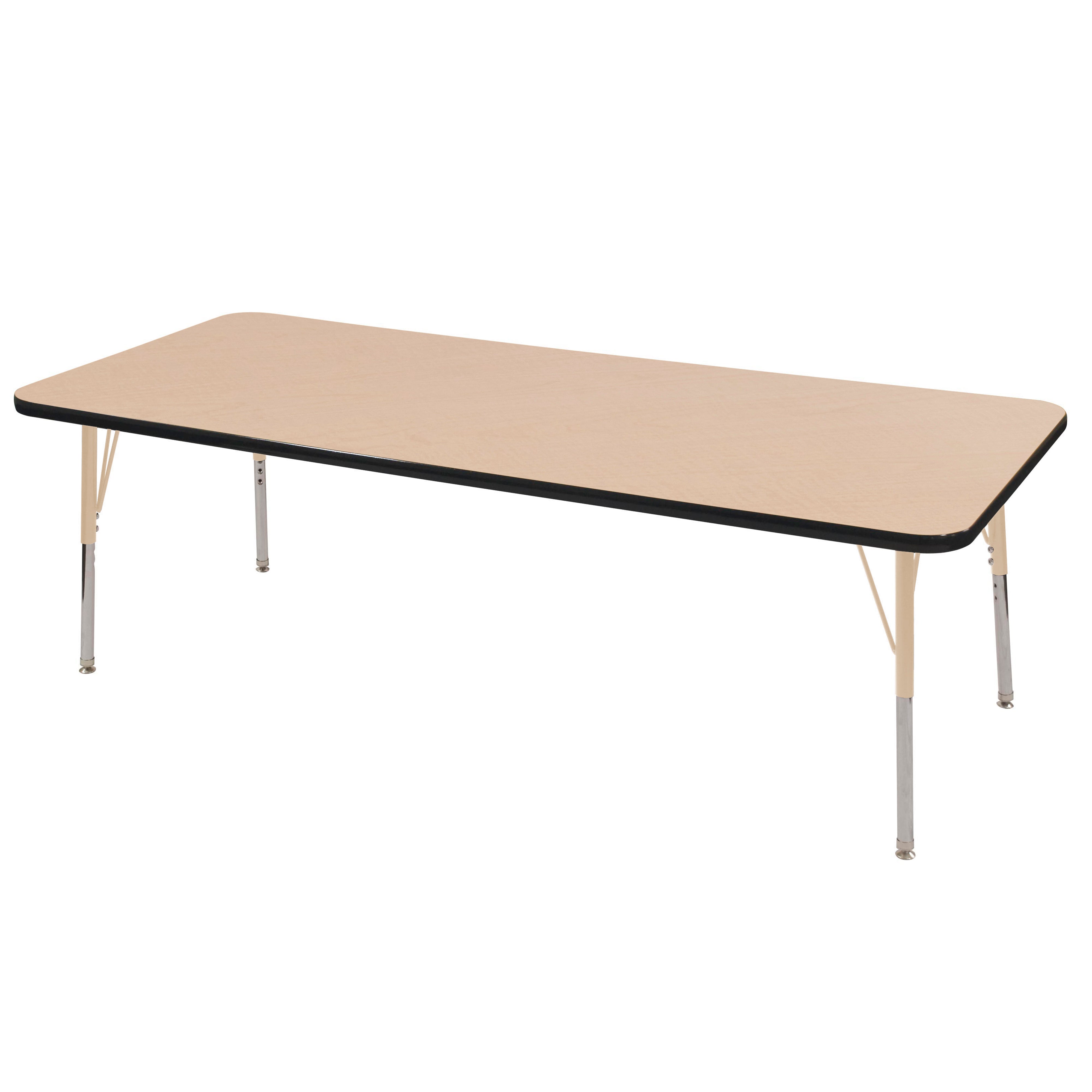24" x 72" Rectangle T-Molding Activity Table with Adjustable Standard Swivel Glide Legs - Maple/Black/Sand