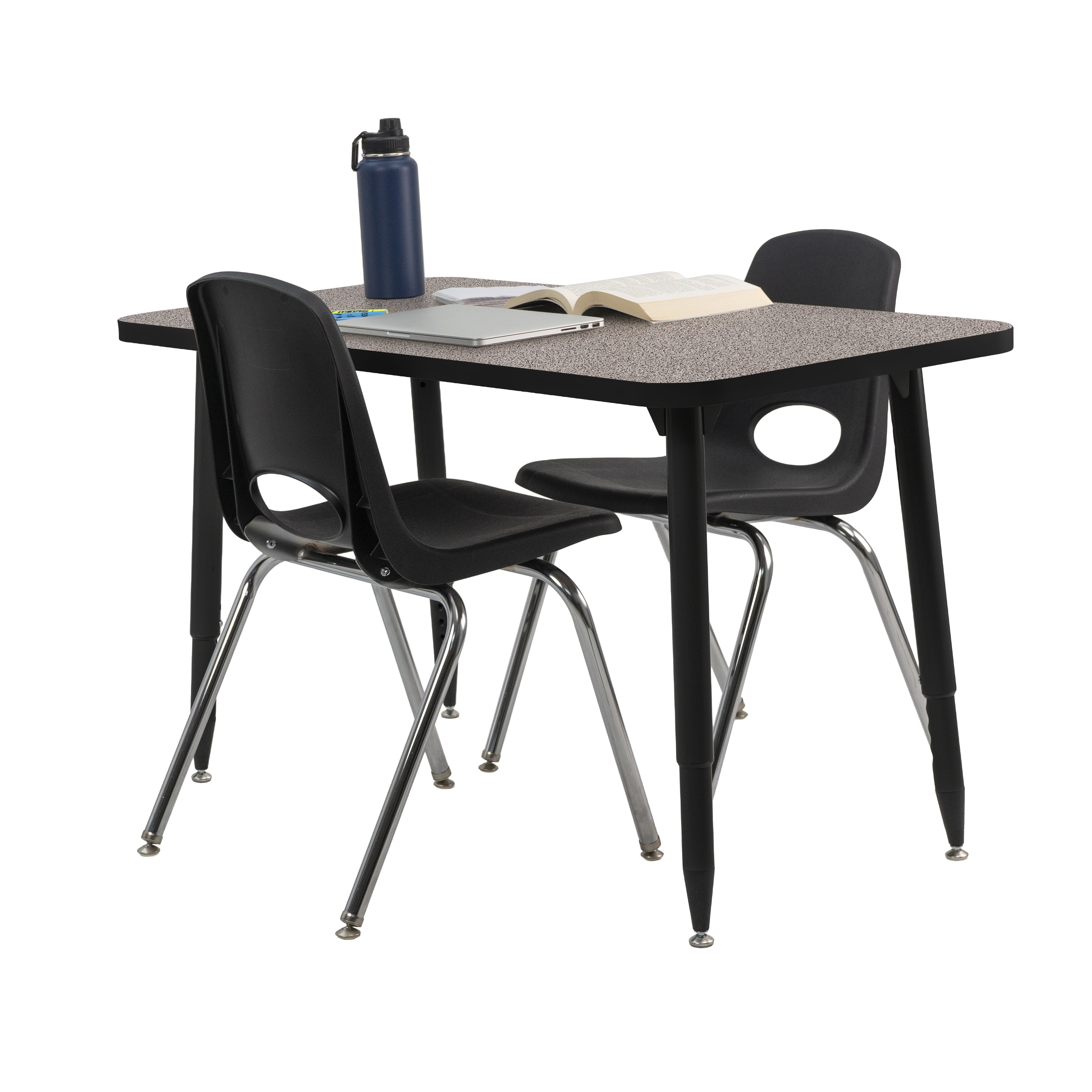 Adapte 24" x 48" Rectangle Thermofused Activity Table with Adjustable Tapered Legs - Gray/Black