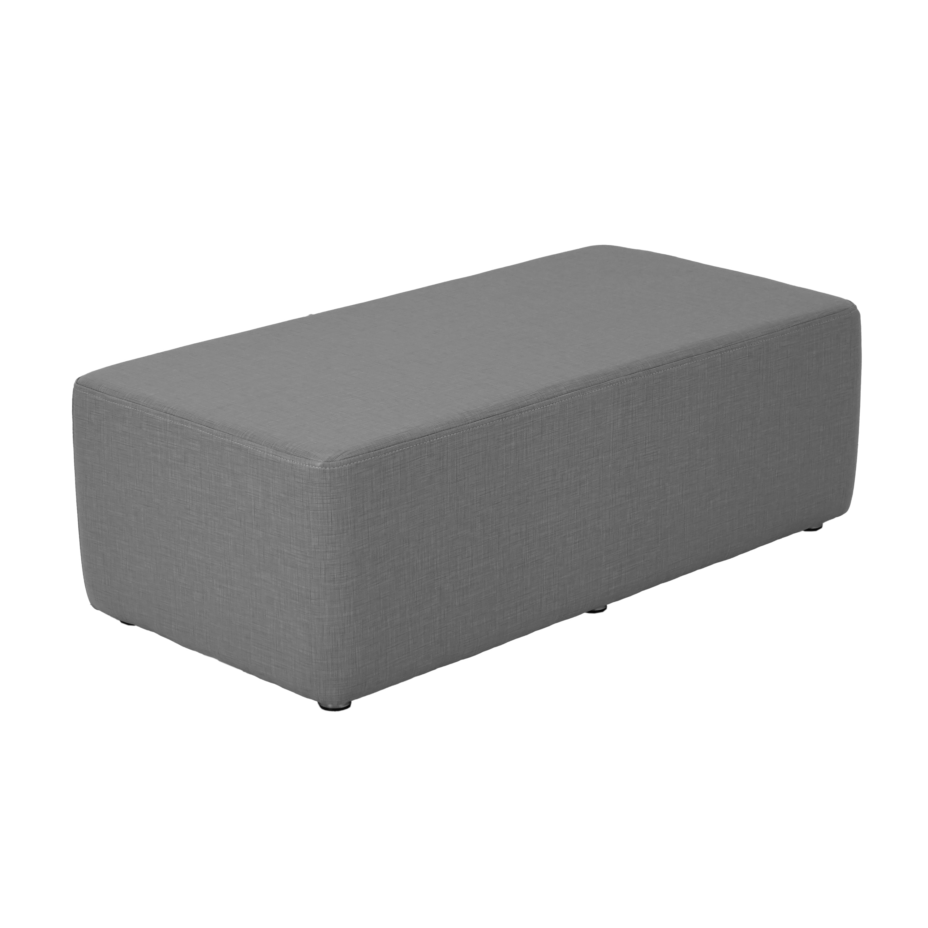 Pro Series Upholstered Rectangle Ottoman 12" Height - Slate Gray Crosshatch