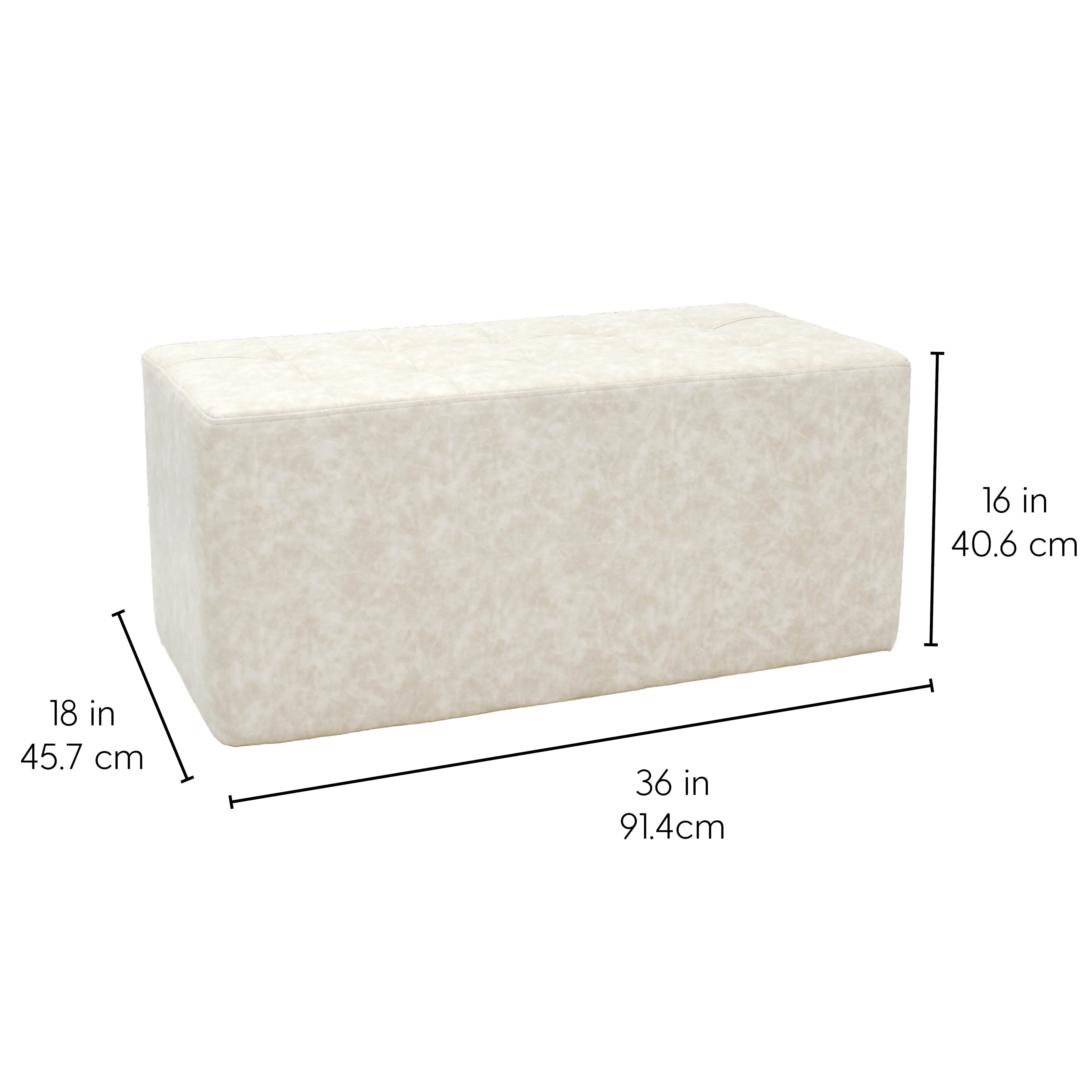 Rustic Tufted Rectangle Ottoman 16" Height - Almond