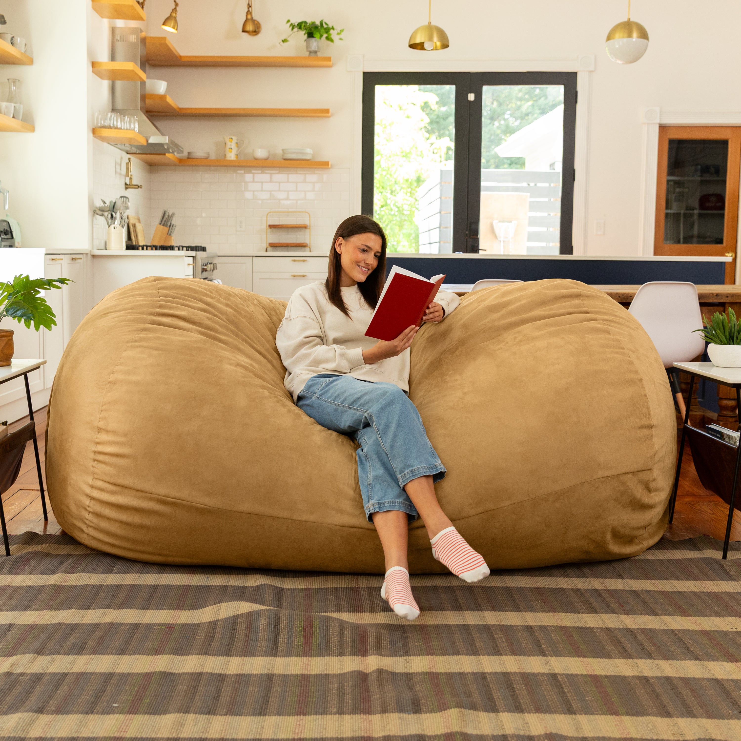 Jaxx 7 Foot Giant Bean Bag Sofa, Camel