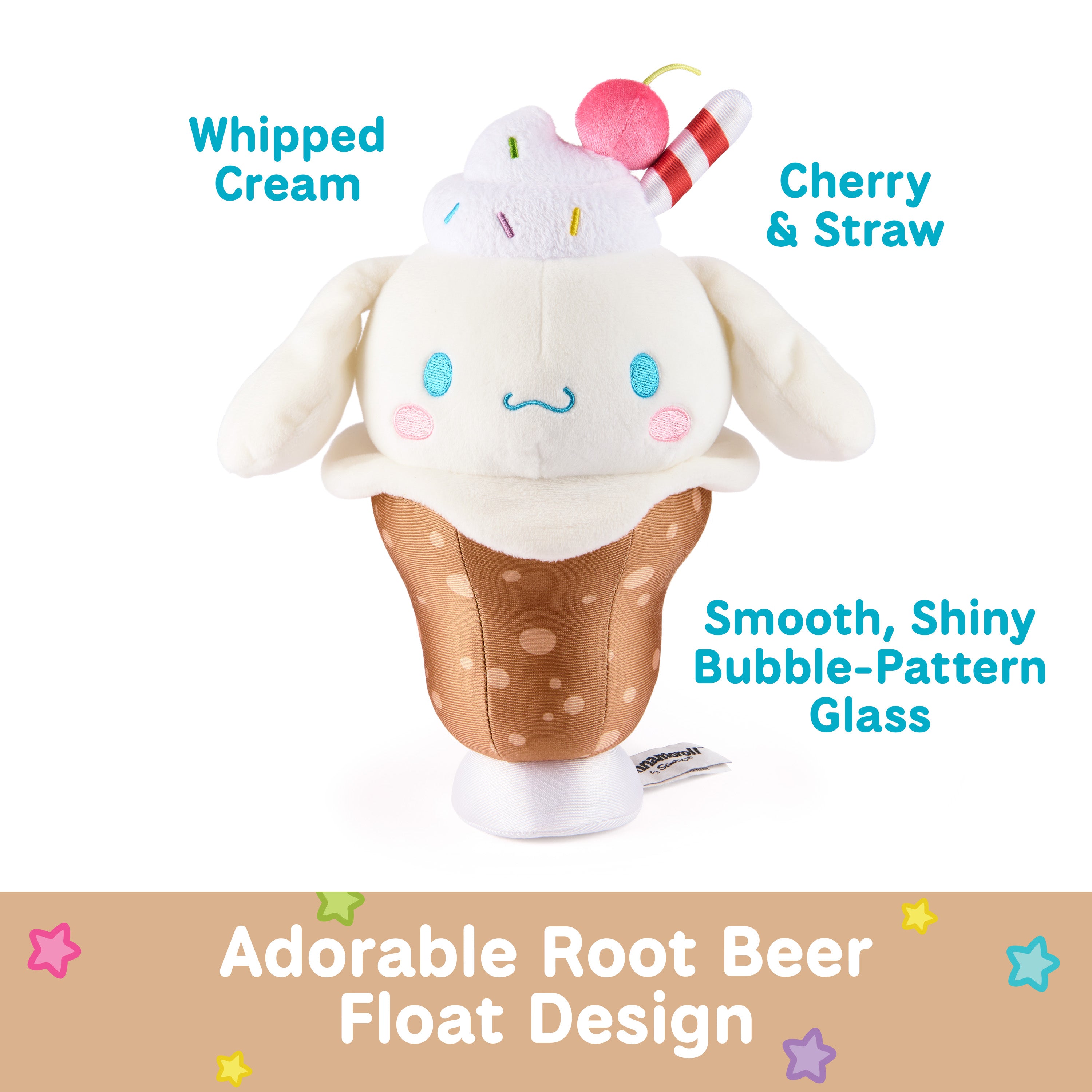 GUND Sanrio Official Hello Kitty and Friends Cinnamoroll Root Beer Float Plush, Collectible Plush Toy, Stuffed Animal for Ages 1 and Up, Pink, 8”