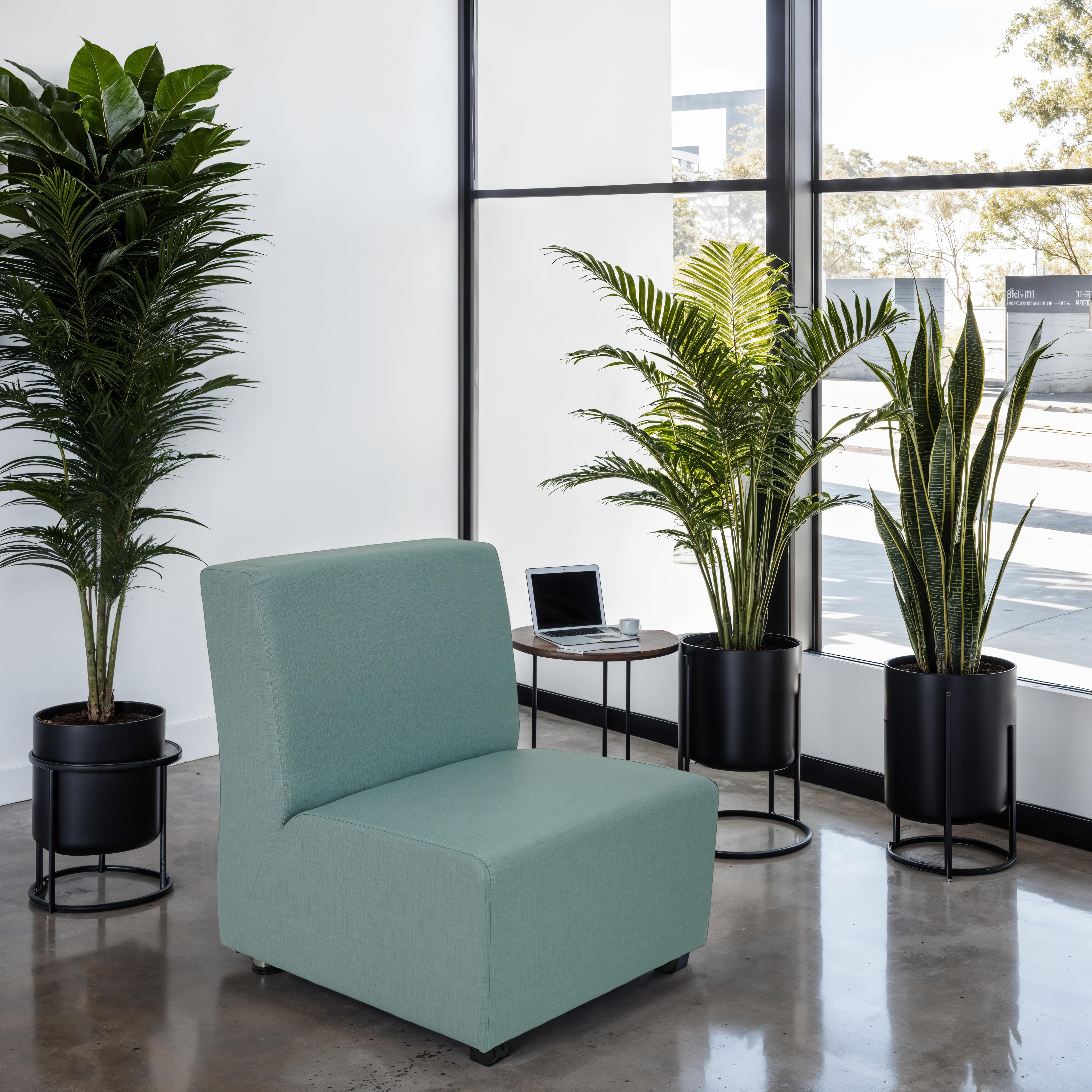 Pro Series Upholstered Armless Mobile Chair - Sky Blue Crosshatch