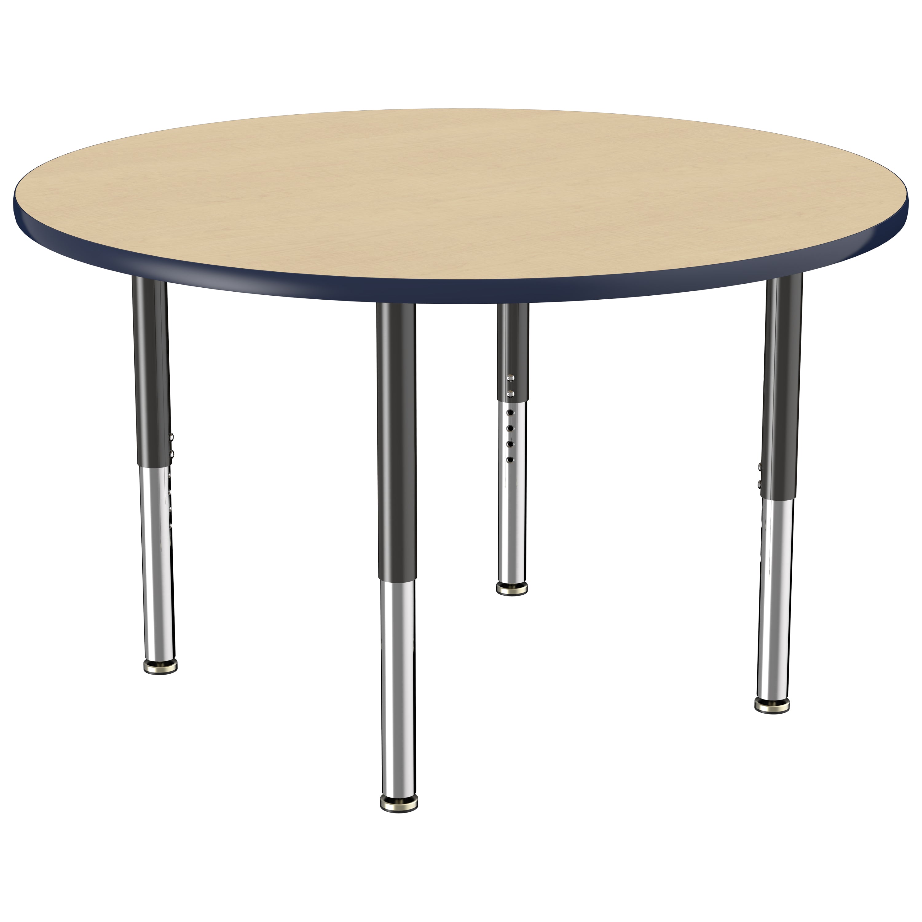 48" Round T-Molding Activity Table with Adjustable Super Legs - Maple/Navy/Black