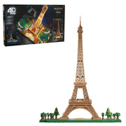 4D Build, Architect Series Eiffel Tower 3D Model Kit with LED Lights, Desk Décor, Adult Puzzles, Building Toys, 3D Puzzles for Adults & Teens, 252 Pieces, for Ages 12 & Up