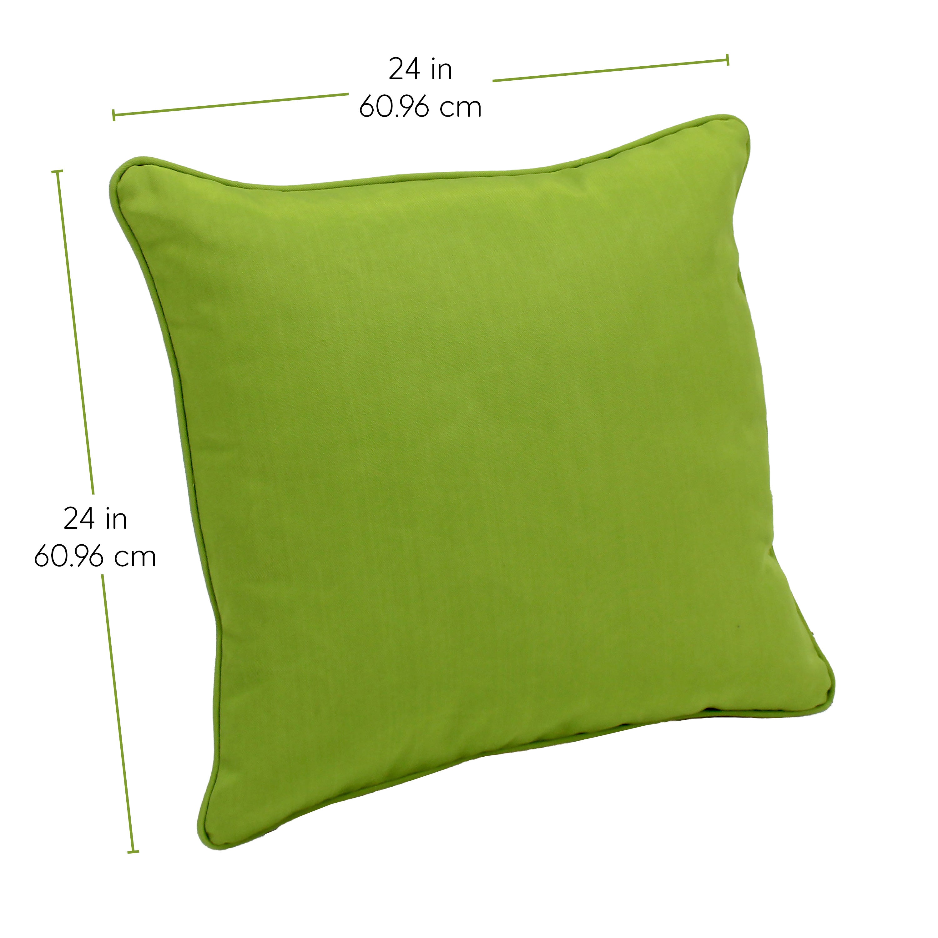 Presidio 24" x 24" Square Indoor/Outdoor Pillow with Piping, 2-Piece - Lime Green