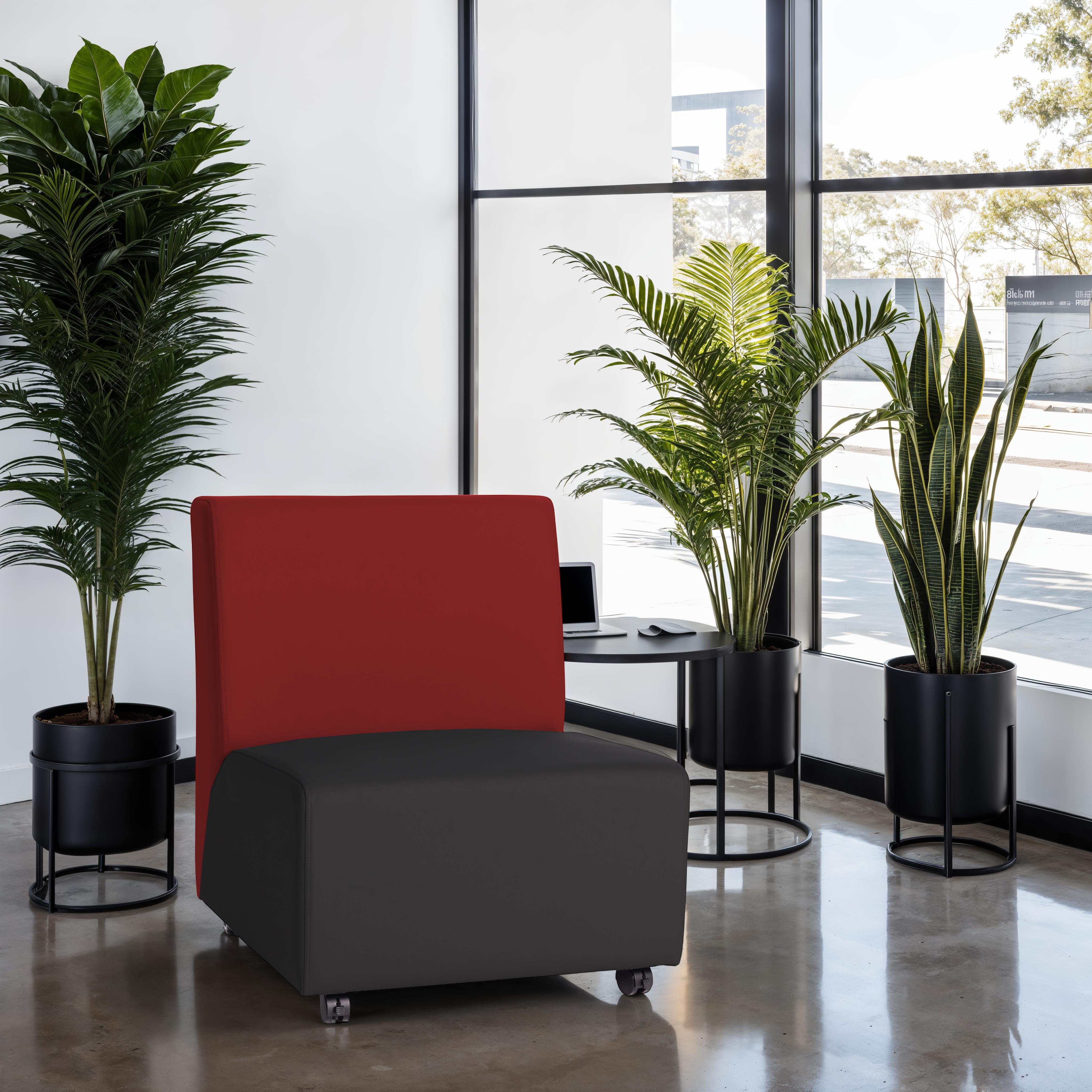 Pro Series Upholstered Armless Mobile Chair - Black/Crimson