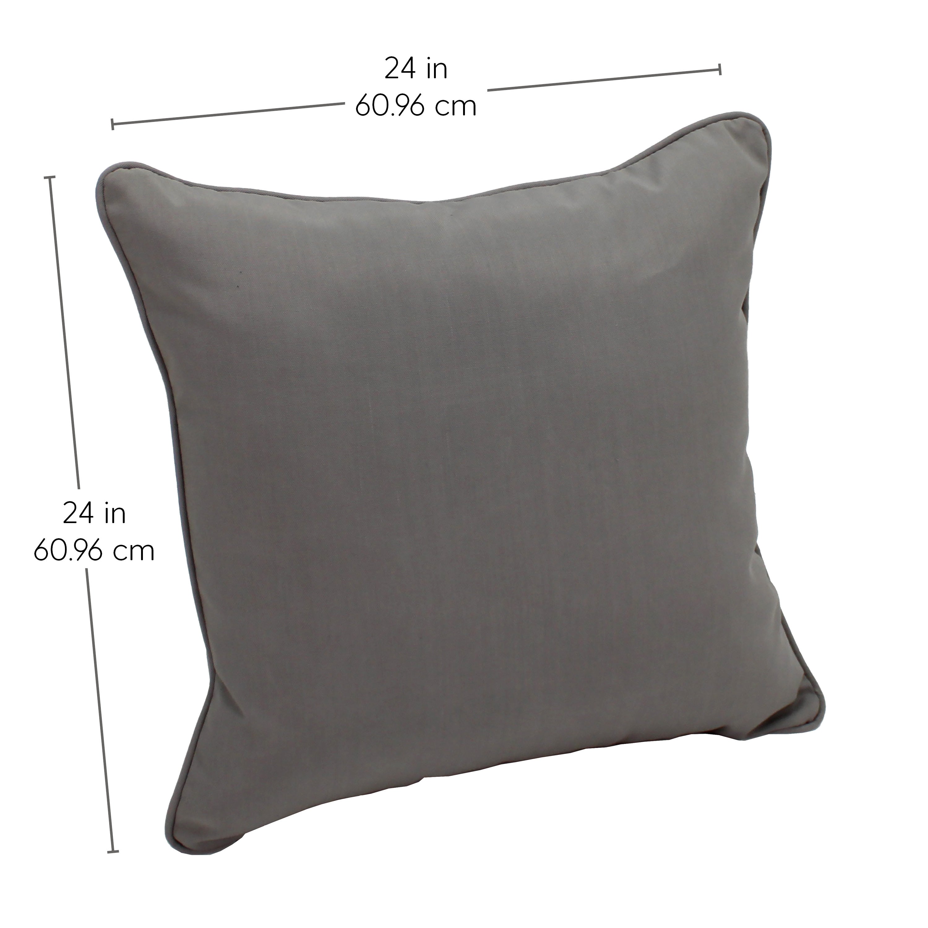 Presidio 24" x 24" Square Indoor/Outdoor Pillow with Piping, 2-Piece - Gray