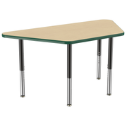 30" x 60" Trapezoid T-Molding Activity Table with Adjustable Super Legs - Maple/Green/Black