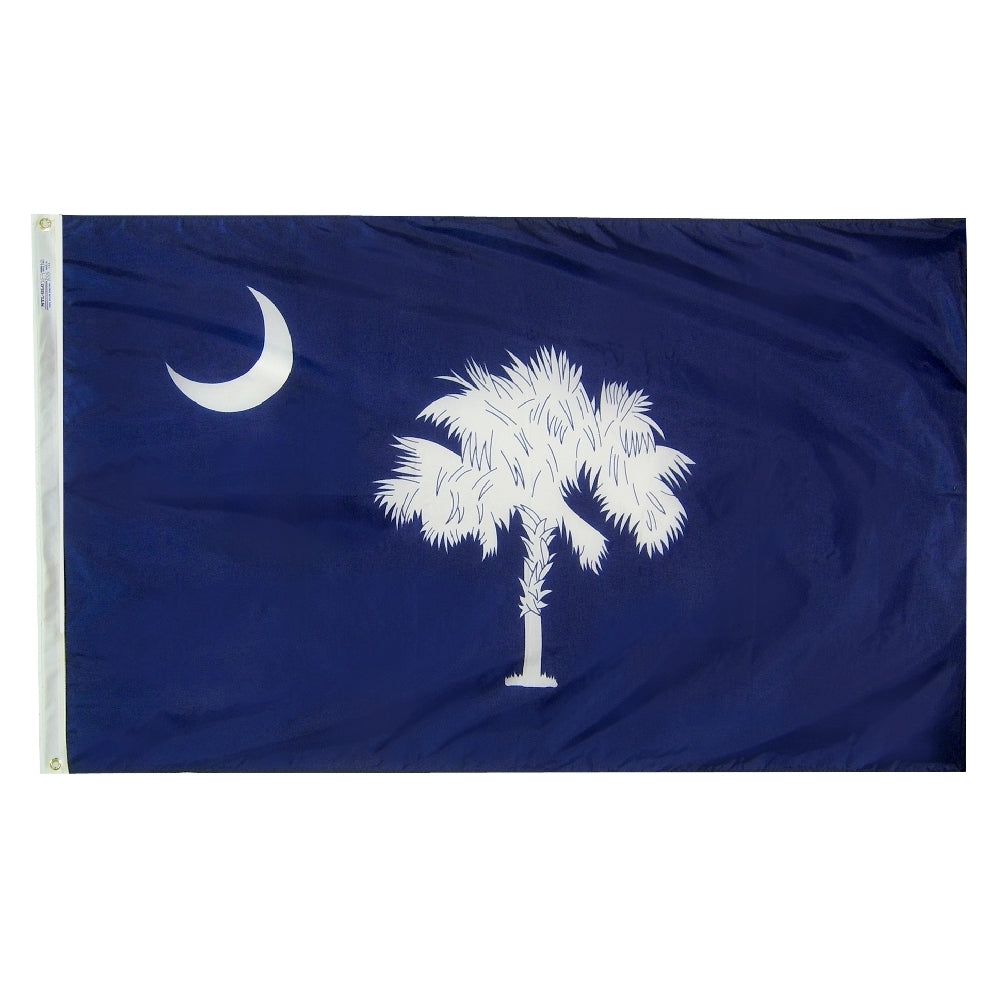 South Carolina State Flag 4x6 ft. Nylon SolarGuard Nyl-Glo 100% Made in USA to Official State Design Specifications.