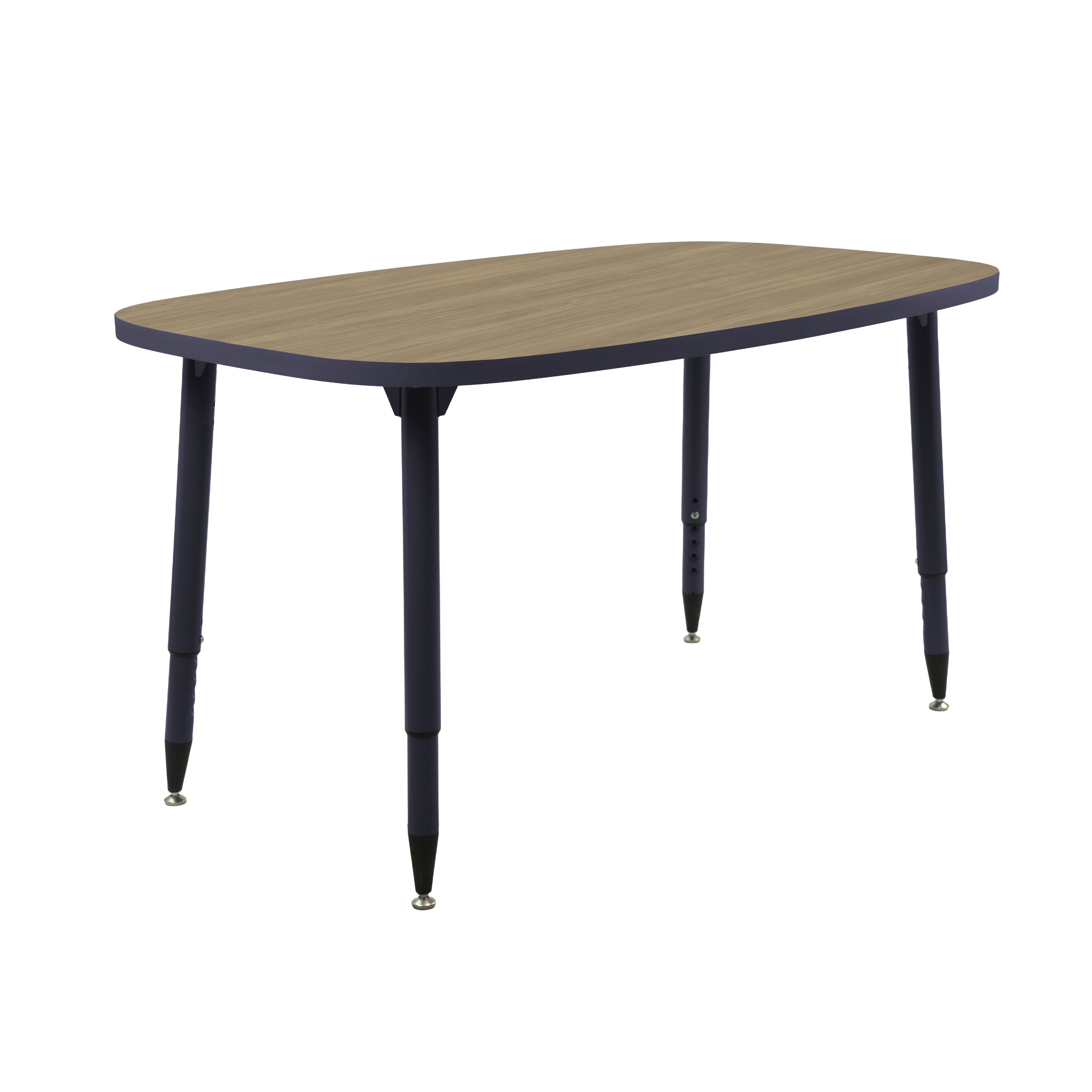 Adapte 31" x 50" Rounded Rectangle Thermofused Activity Table with Adjustable Tapered Legs - Pasadena Oak/Navy