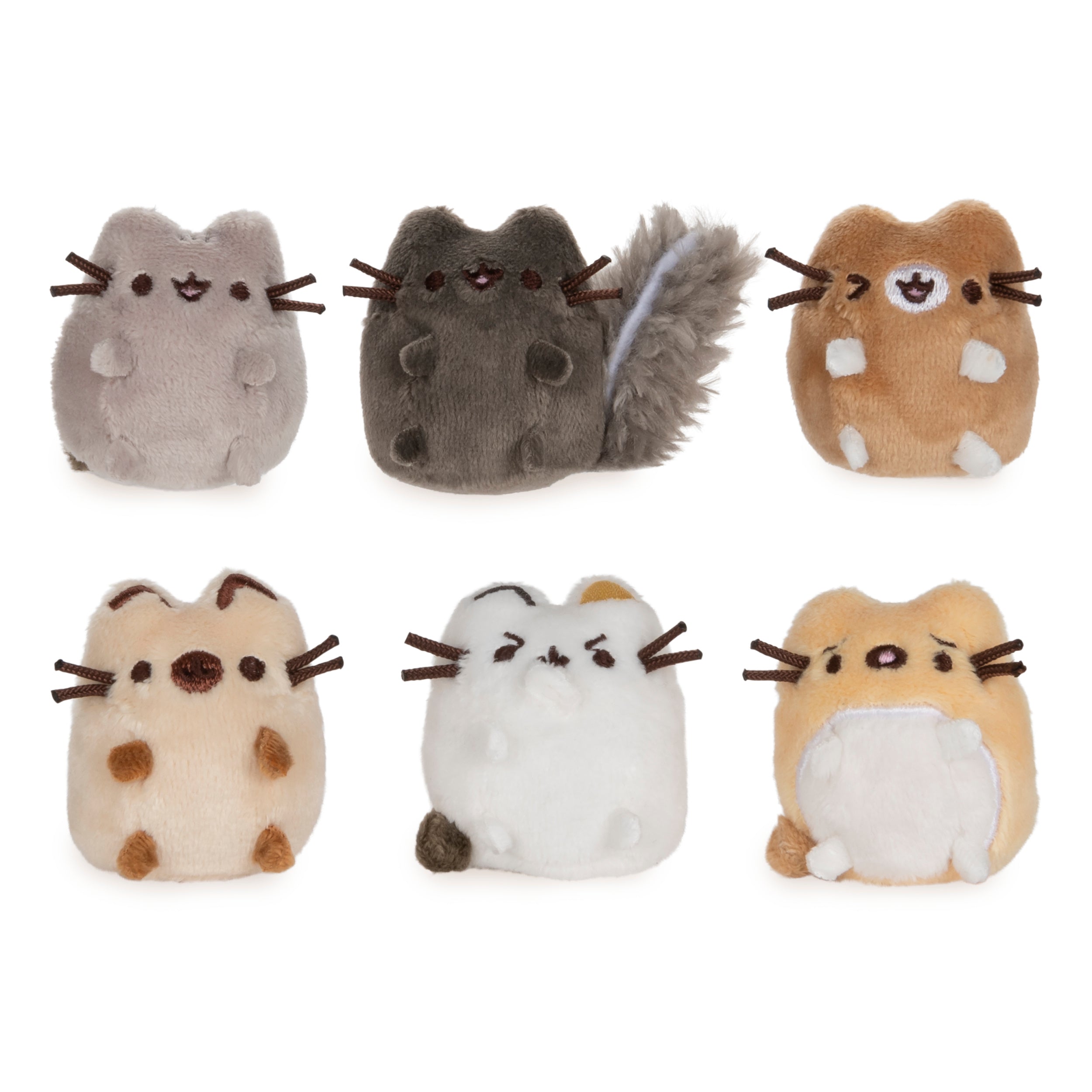 GUND Pusheen Comic Collector I Love Kitties Set of 6 Plush Stuffed Animal Cats, 2"