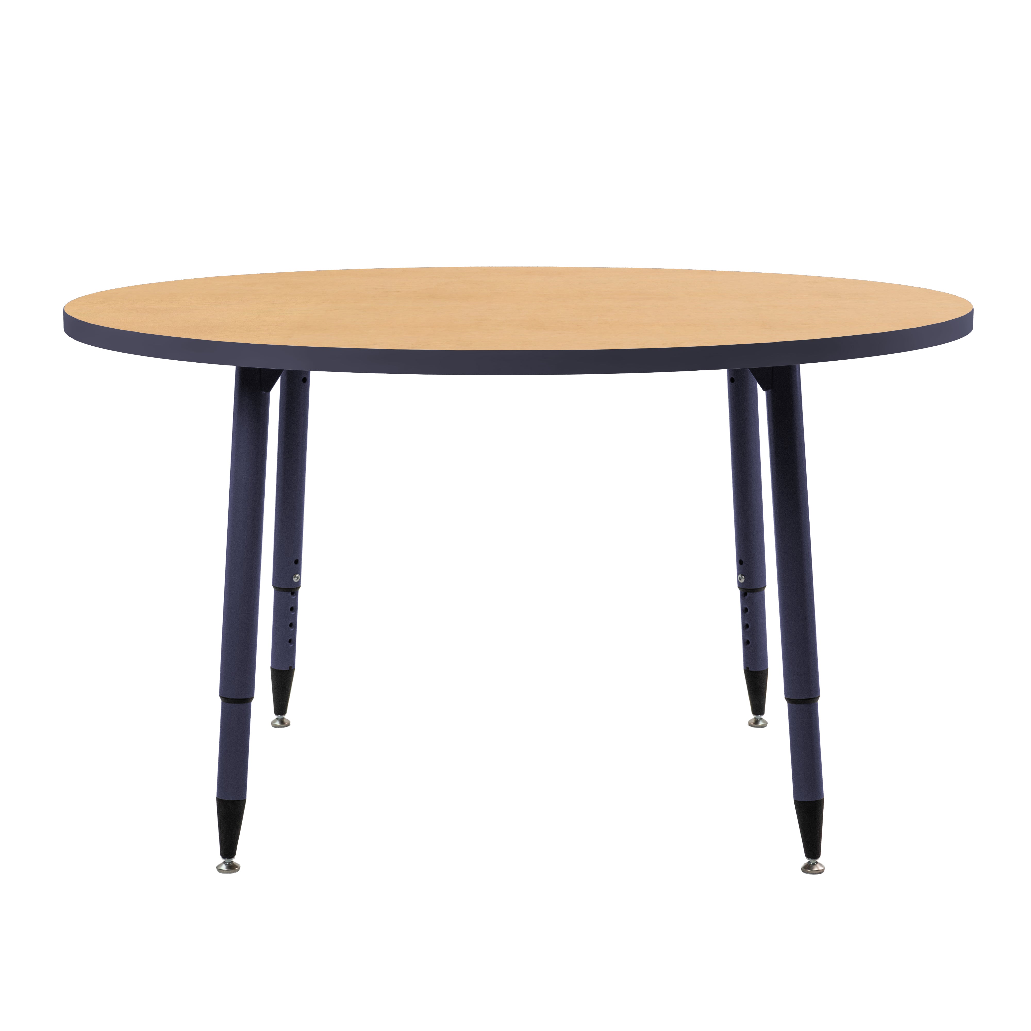 Adapte 48" Round Thermofused Activity Table with Adjustable Tapered Legs - Maple/Navy