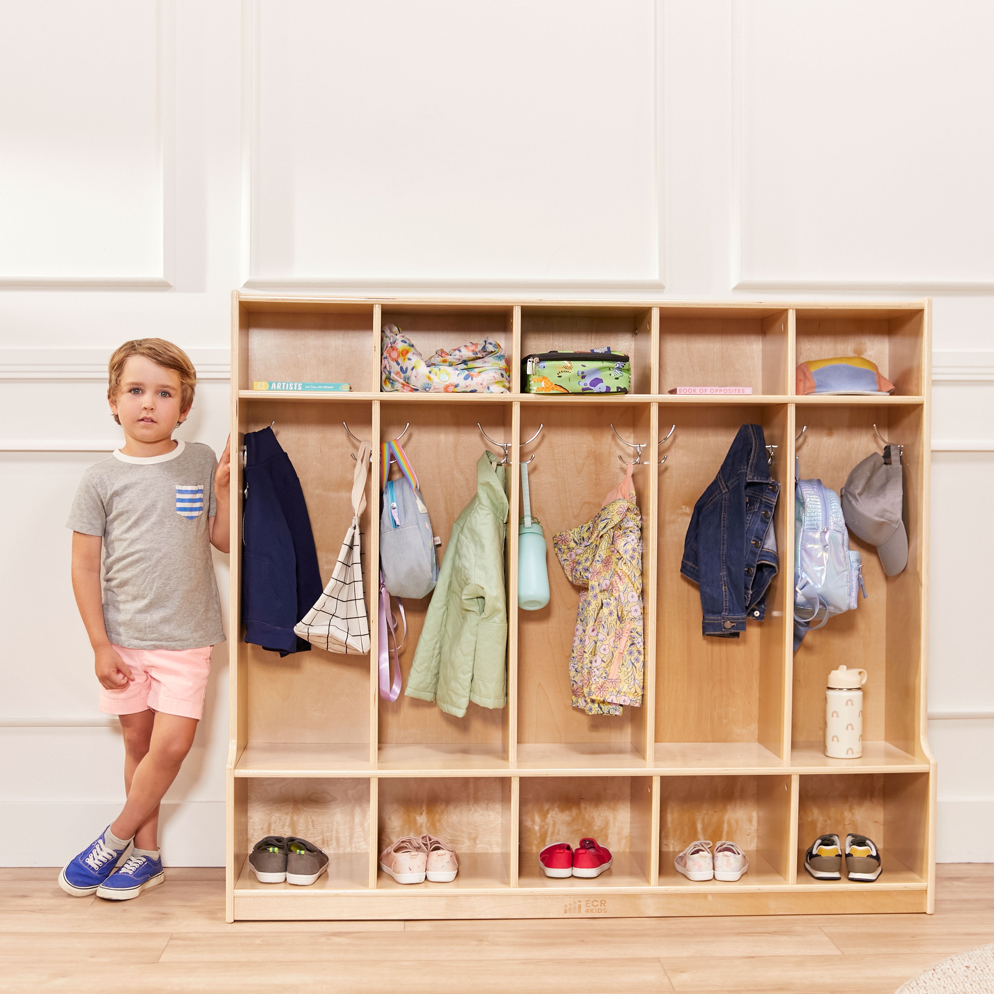 5-Section Coat Locker with Bench