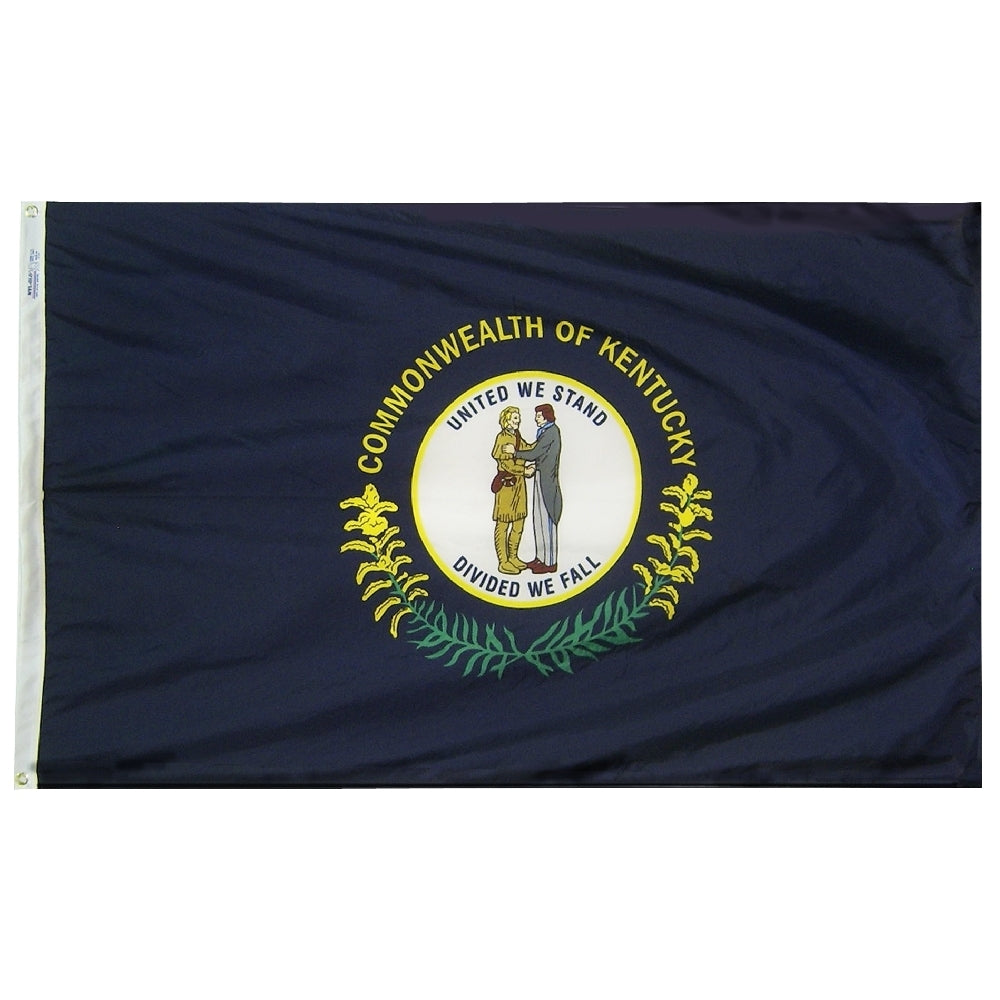 Kentucky State Flag 2x3 ft. Nylon SolarGuard Nyl-Glo 100% Made in USA to Official State Design Specifications.