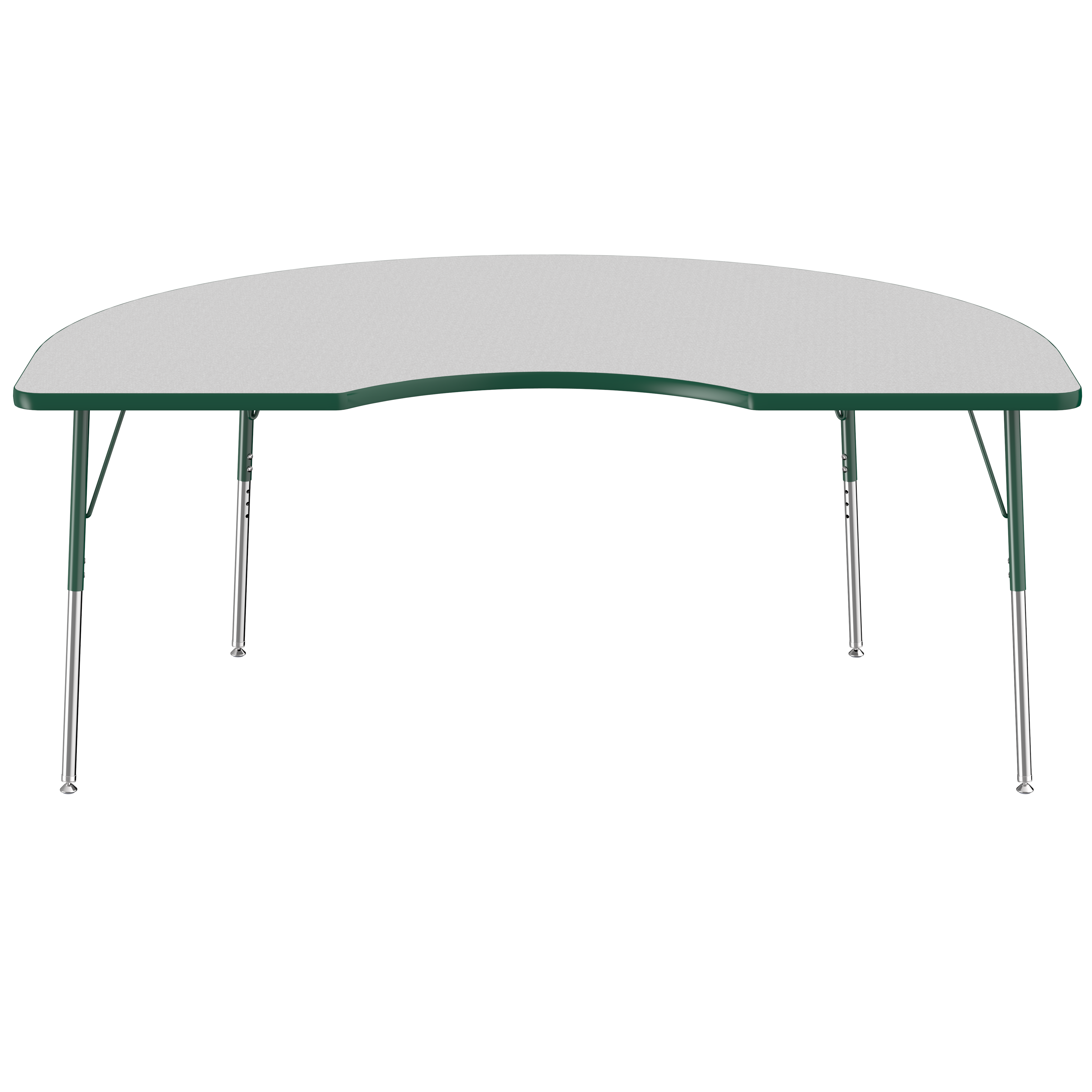 48" x 72" Kidney T-Molding Activity Table with Adjustable Standard Swivel Glide Legs - Gray/Green