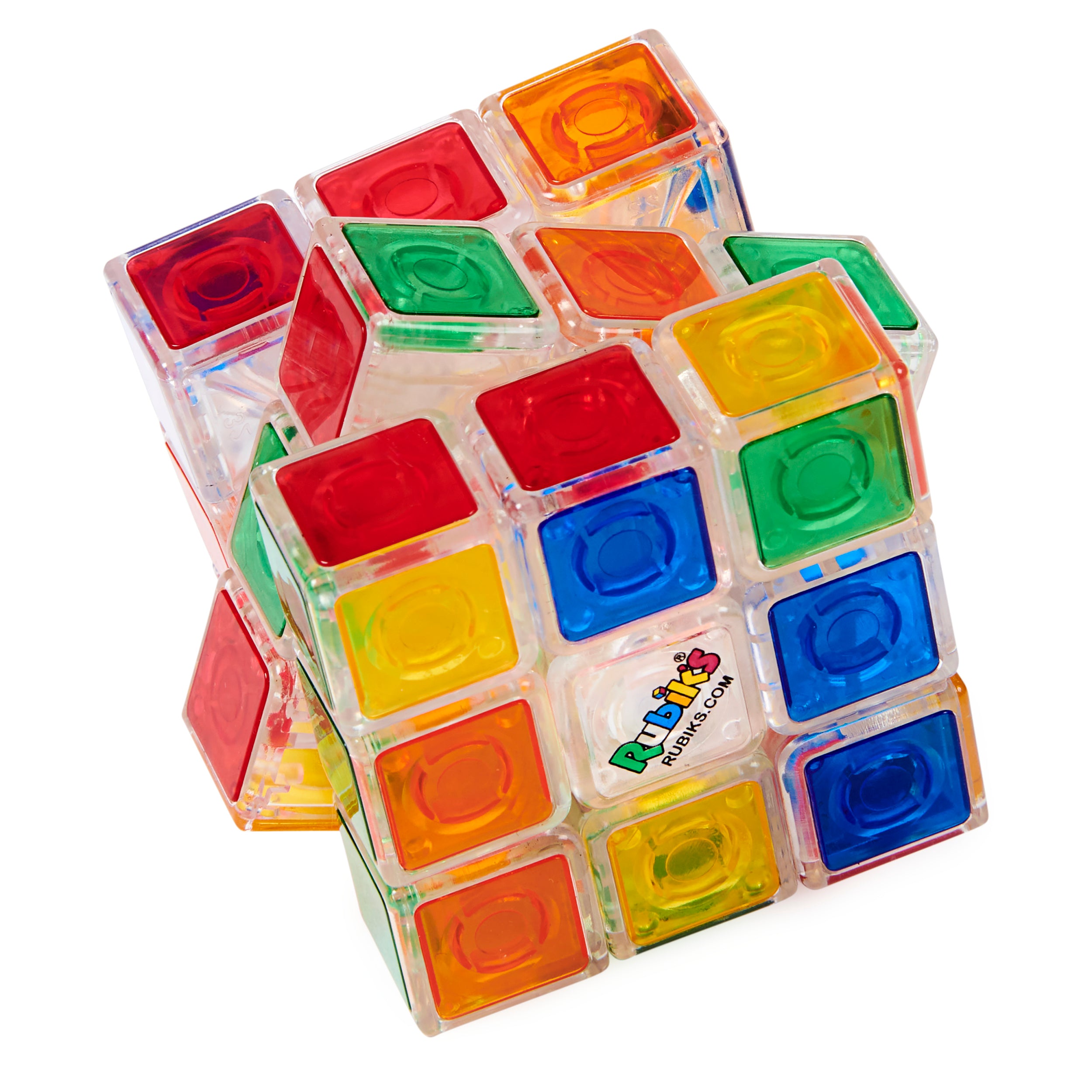 Rubik’s Crystal, New Transparent 3x3 Cube Classic Color-Matching Problem-Solving Brain Teaser Puzzle Game Toy for Kids and Adults Aged 8+