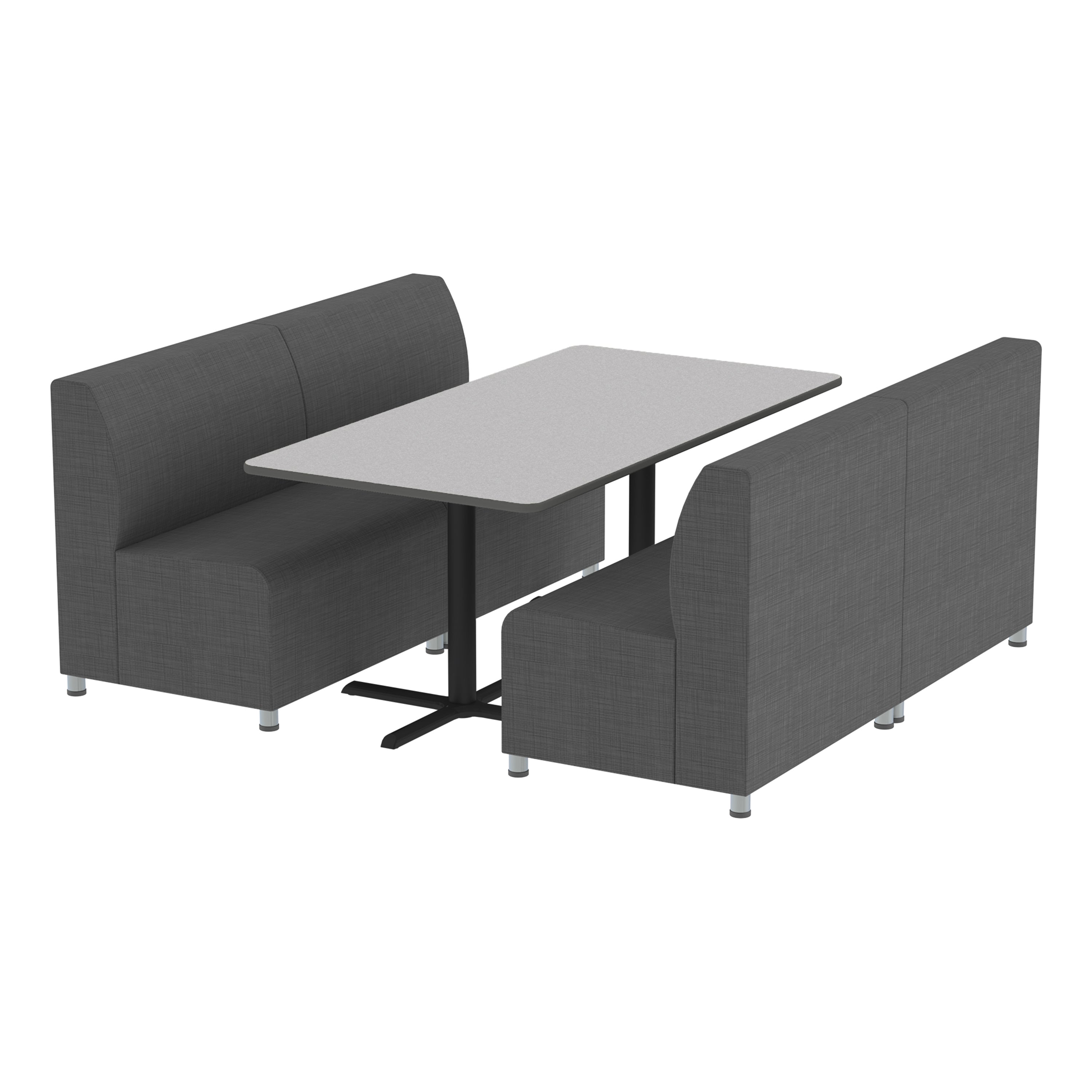 Pro Series Connect Booth with Cafe Table, 5-Piece Set - Slate Gray Crosshatch/Gray/Graphite/Black