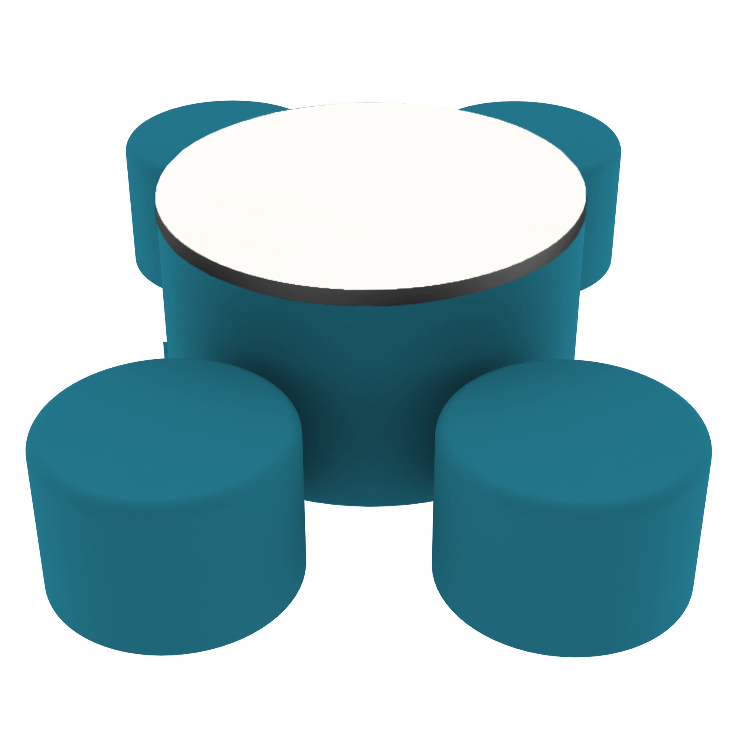 Pro Series Dry-Erase Round Ottoman Table with Round 12" H Seating, 5-Piece Set - Teal/Whiteboard