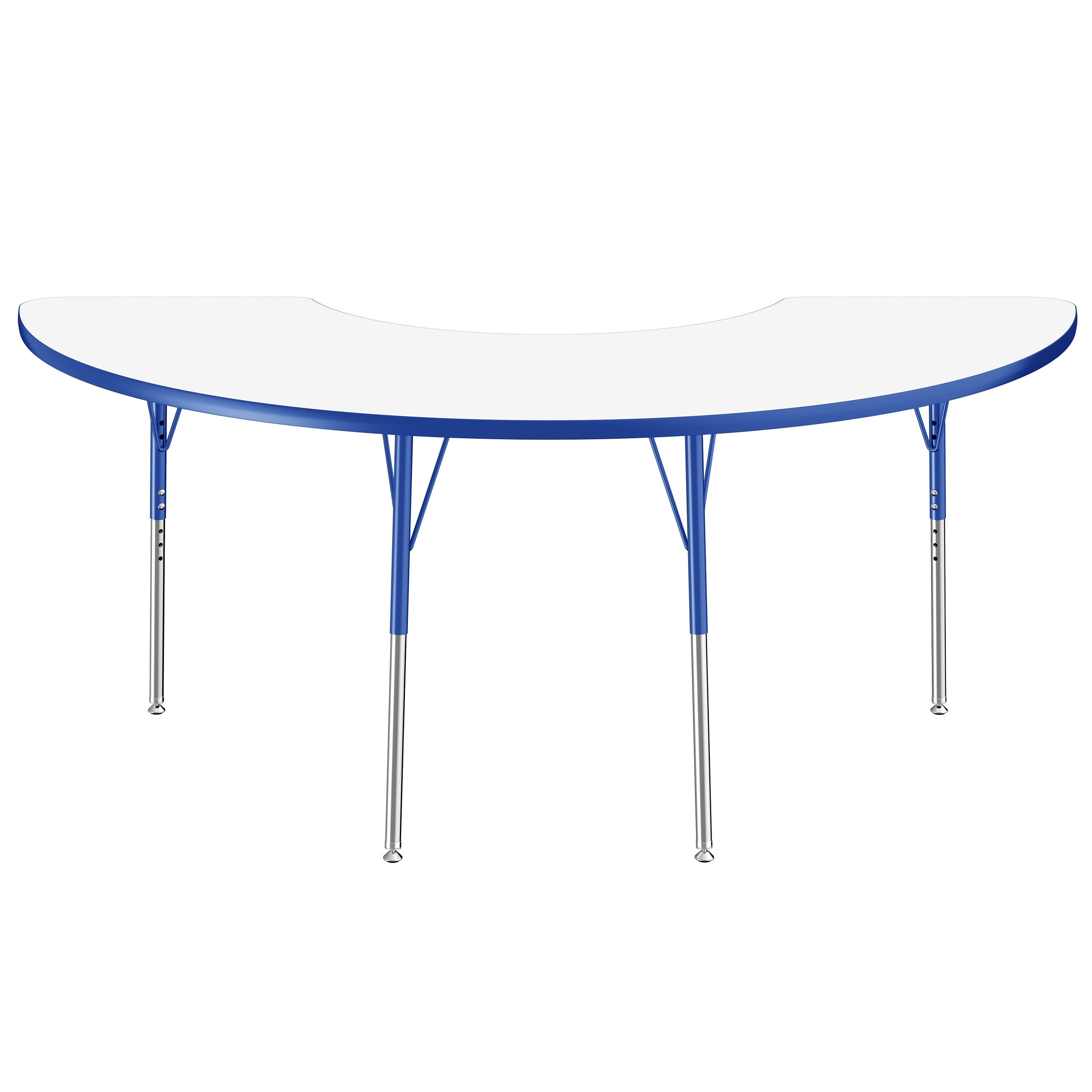 36" x 72" Half Moon Dry-Erase Activity Table with Adjustable Standard Swivel Glide Legs - Whiteboard/Blue