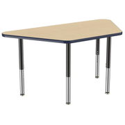 30" x 60" Trapezoid T-Molding Activity Table with Adjustable Super Legs - Maple/Navy/Black