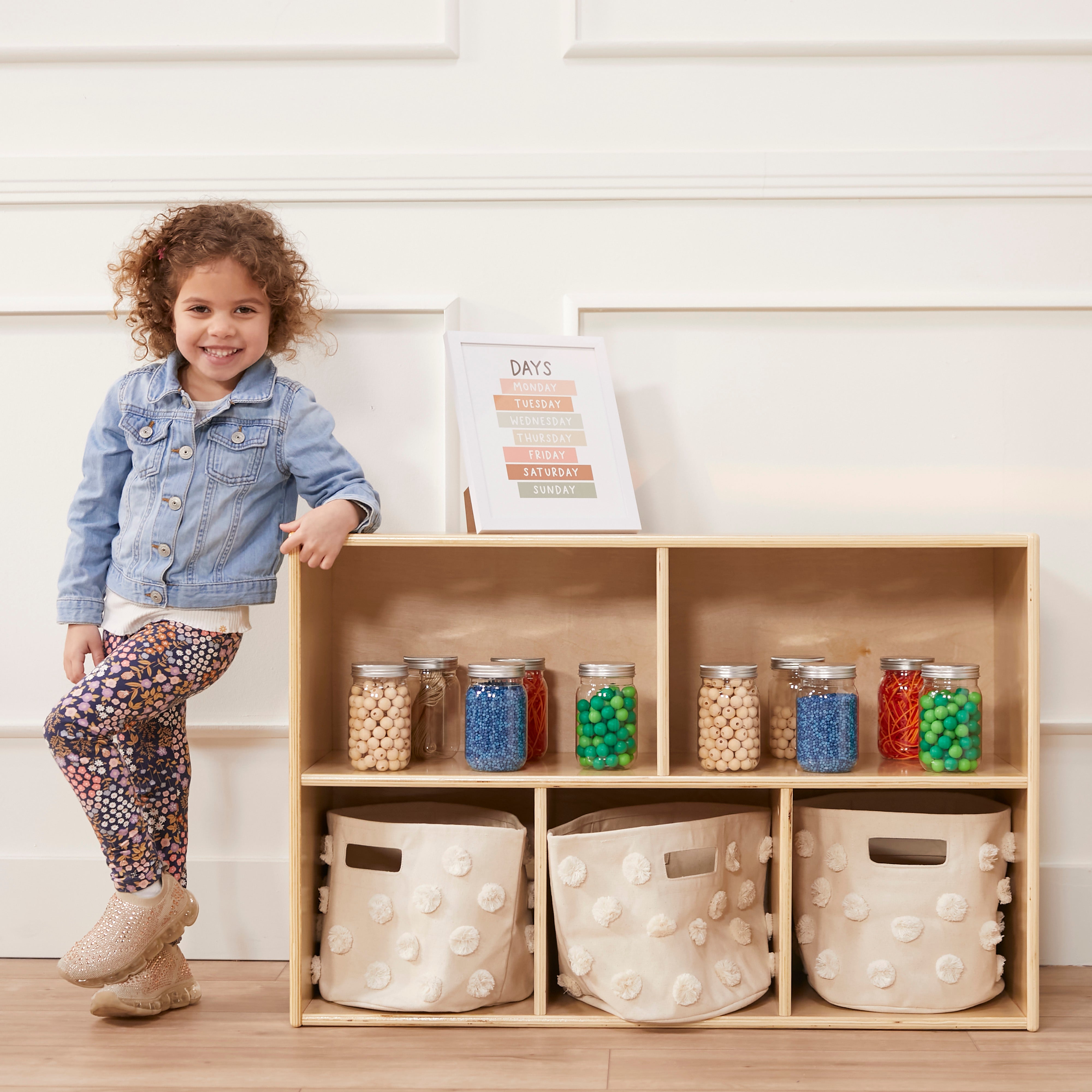 Streamline 5-Compartment Storage Cabinet 24in H - Natural