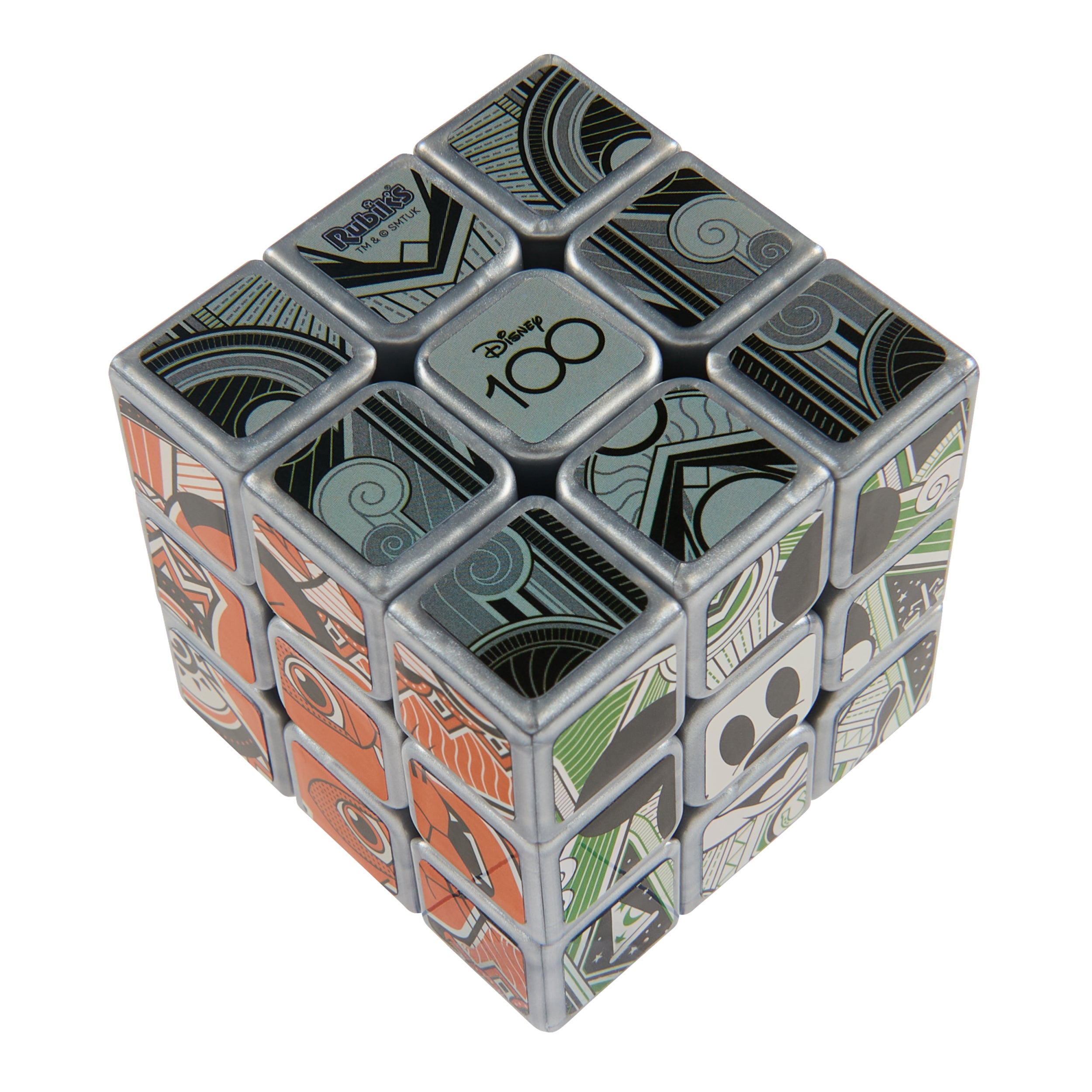 Rubik’s Cube, Disney 100th Anniversary Metallic Platinum 3x3 Cube, Disney Toy, Problem-Solving Brain Teaser, Classic Color-Matching Puzzle, Fidget Toy, Sensory Puzzle for Ages 8 & Up