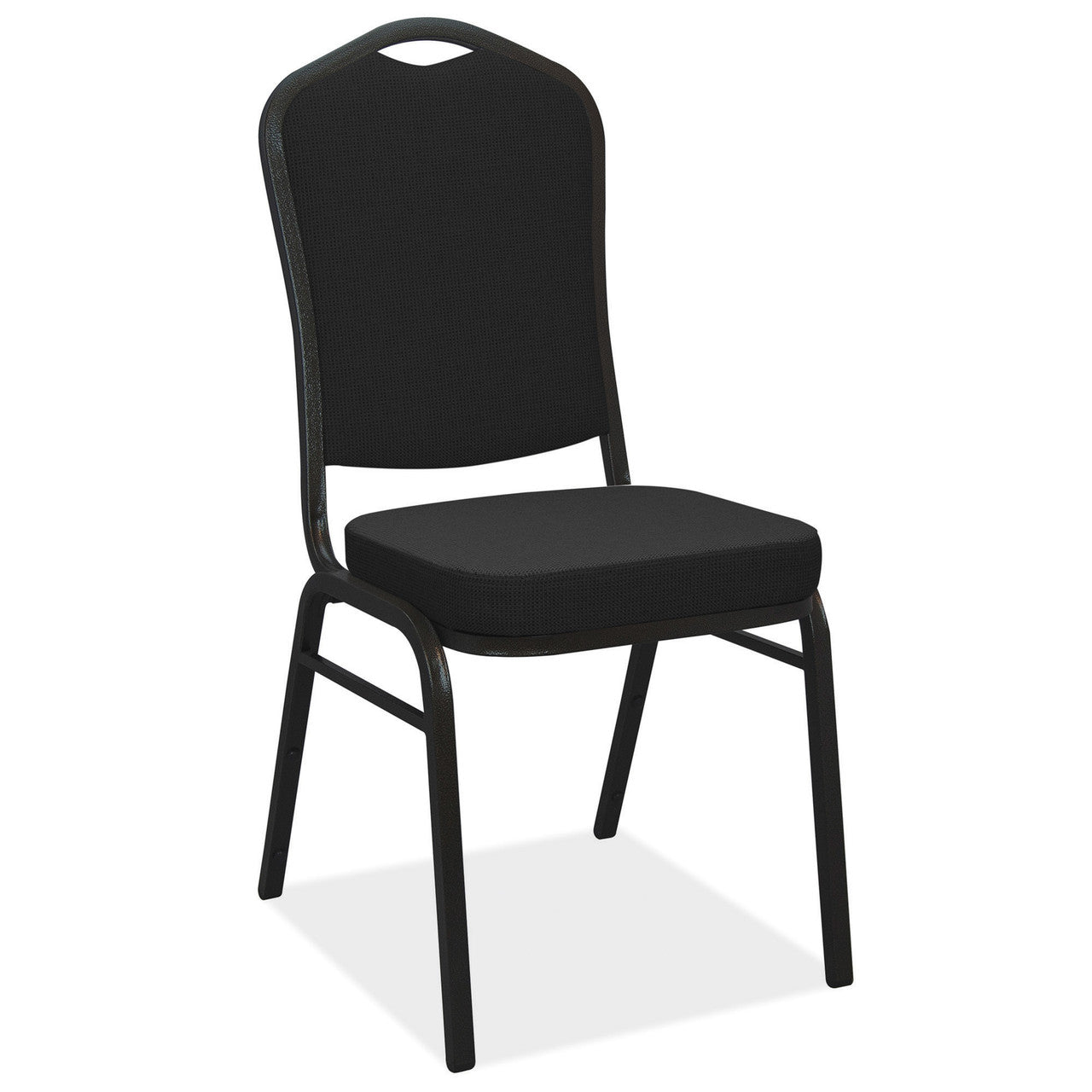OfficeSource Reese High Back Stacking Banquet Chair With Black Metal Frame - Black Fabric