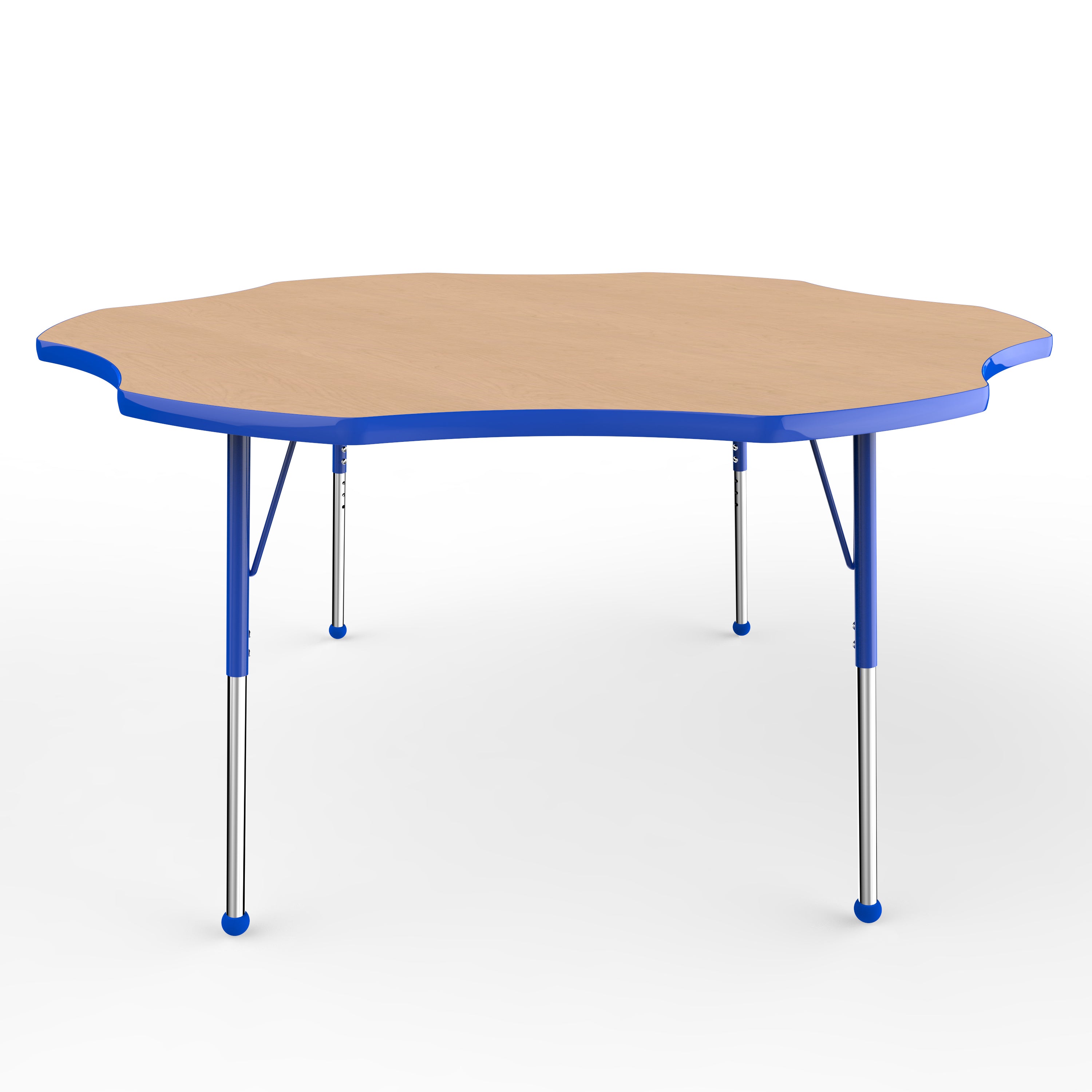 60" x 60" Flower T-Molding Activity Table with Adjustable Standard Ball Glide Legs - Maple/Blue