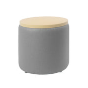 Pro Series Upholstered 18" Round Ottoman Table 18" Height - Slate Gray Crosshatch/Maple