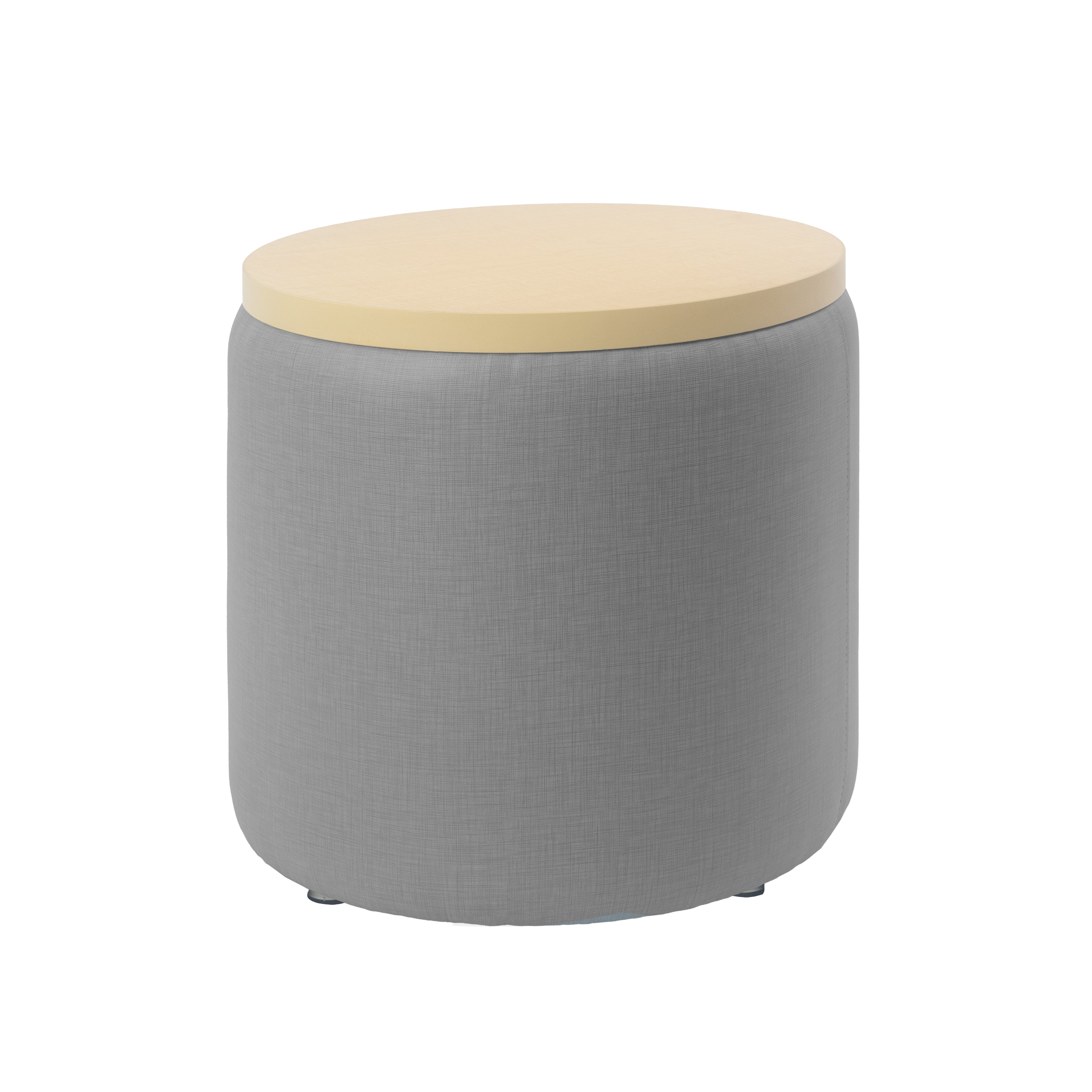 Pro Series Upholstered 18" Round Ottoman Table 18" Height - Slate Gray Crosshatch/Maple