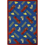 Hook and Ladder 5'4" x 7'8" area rug in color Blue