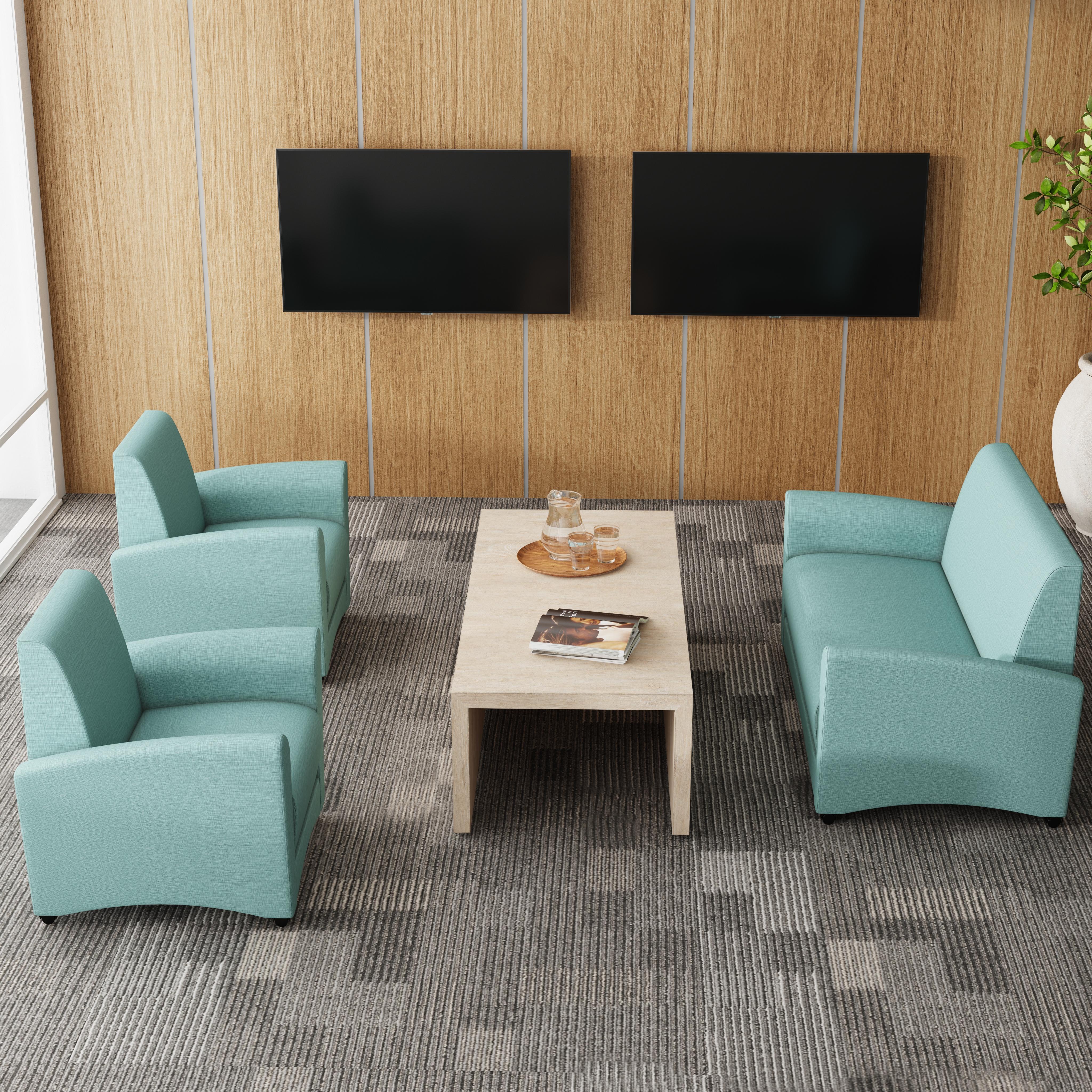 Pro Series Upholstered Mobile Common Area Sofa - Sky Blue Crosshatch