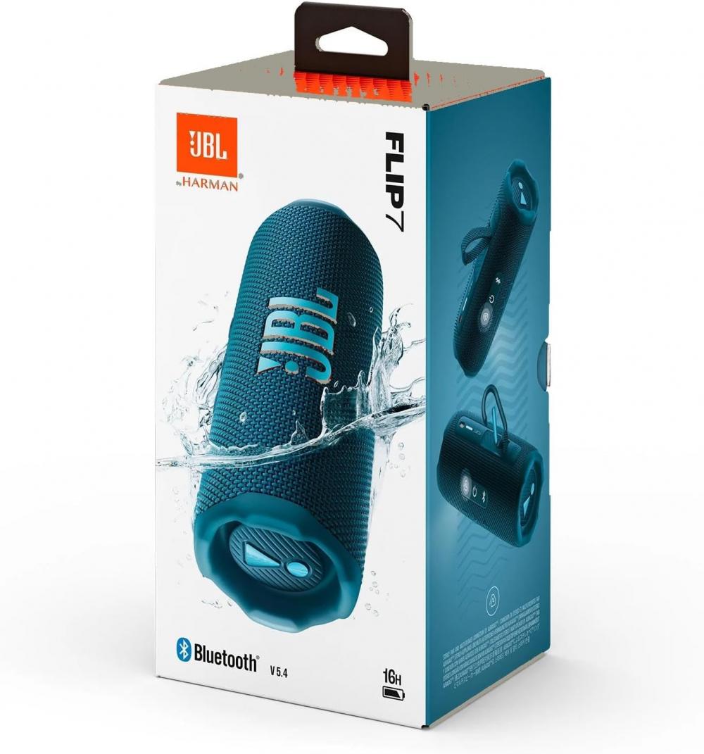 JBL JBL Flip 7 - Portable Waterproof and Drop-Proof Speaker, Bold Pro Sound with AI Sound Boost, 16Hrs of Playtime, and PushLock System with Interchangeable Accessories (Blue))
