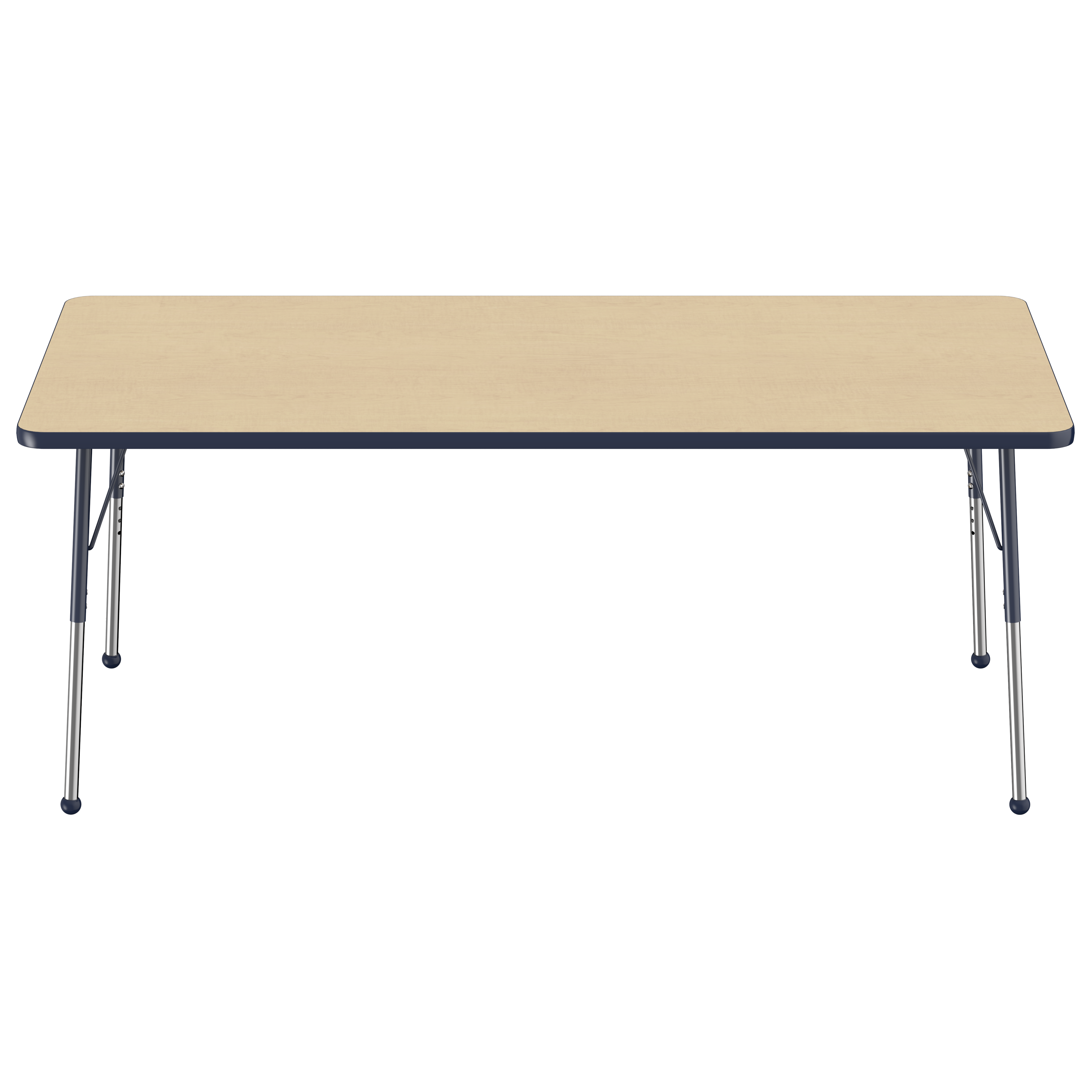 36" x 72" Rectangle T-Molding Activity Table with Adjustable Standard Ball Glide Legs - Maple/Navy