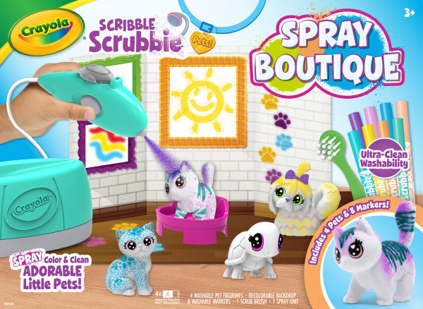 Crayola Scribble Scrubbie Pets Spray Boutique, Airbrush Art Set for Kids, Gifts for Girls & Boys, 3+