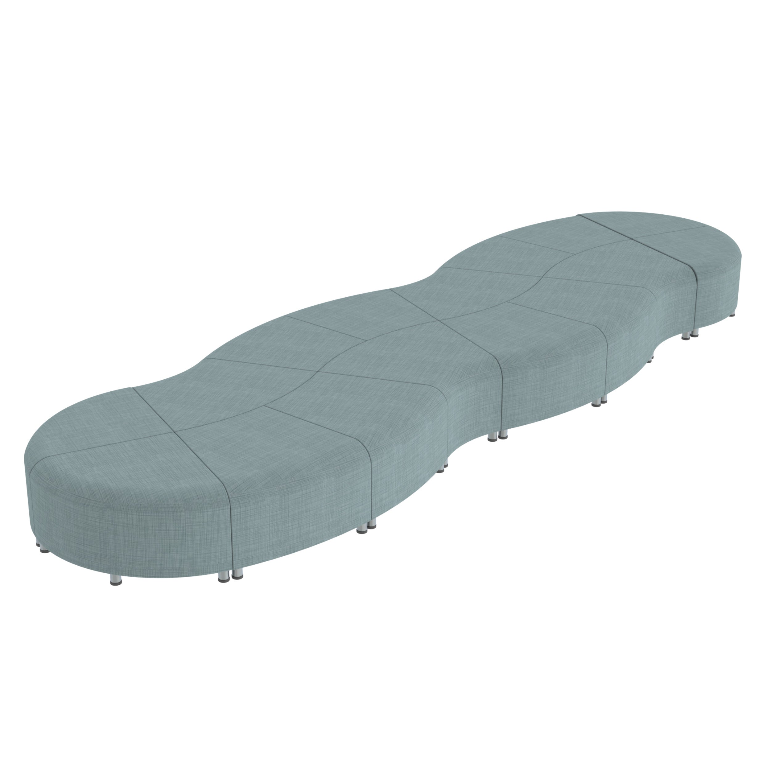 Pro Series Connect Curved Swell Backless Seating, 16-Piece Set - Sky Blue Crosshatch